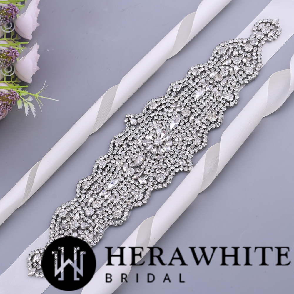 Shiny Rhinestones Satin Bridal Sash