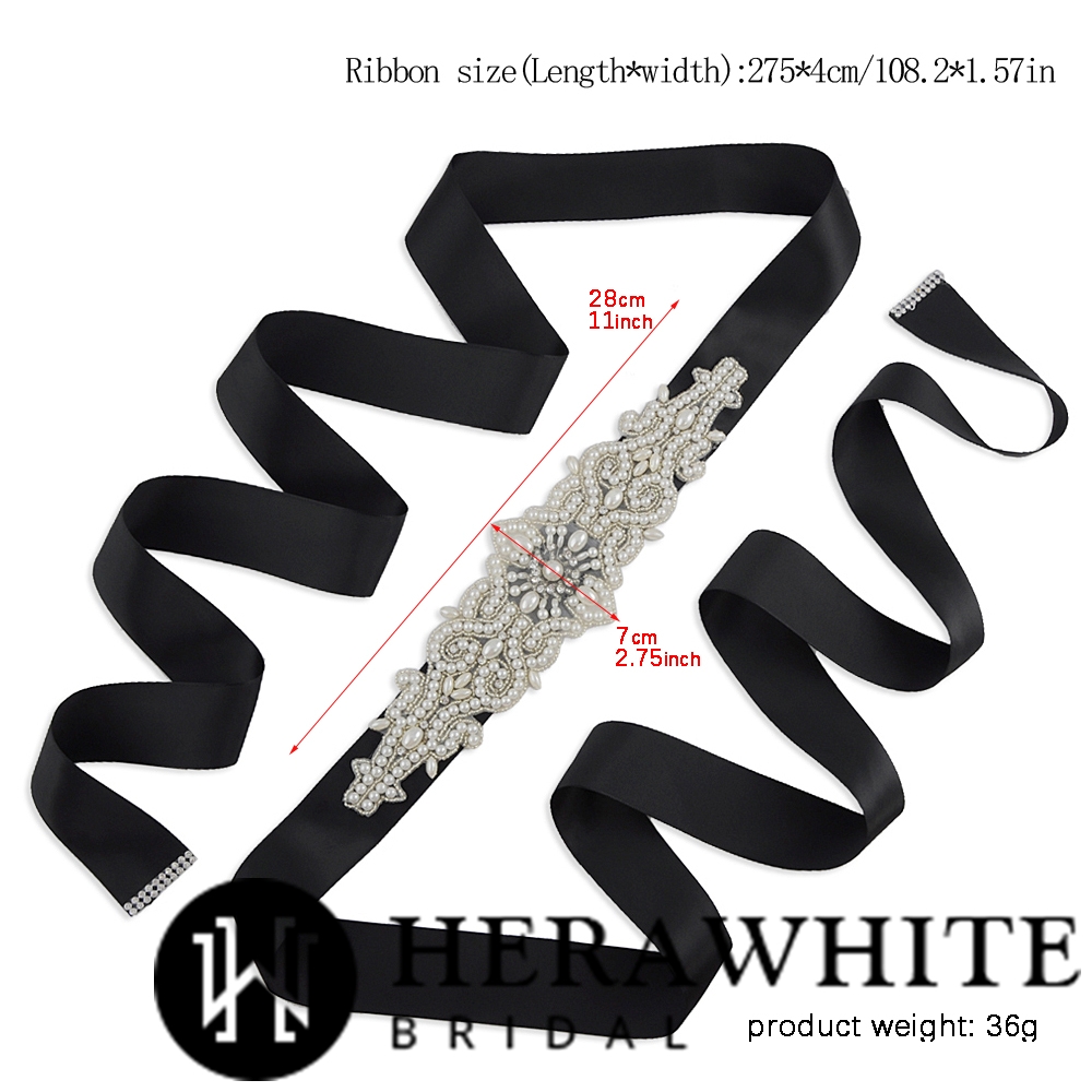 Allover Beaded Pearl and Crystal Bridal Sash