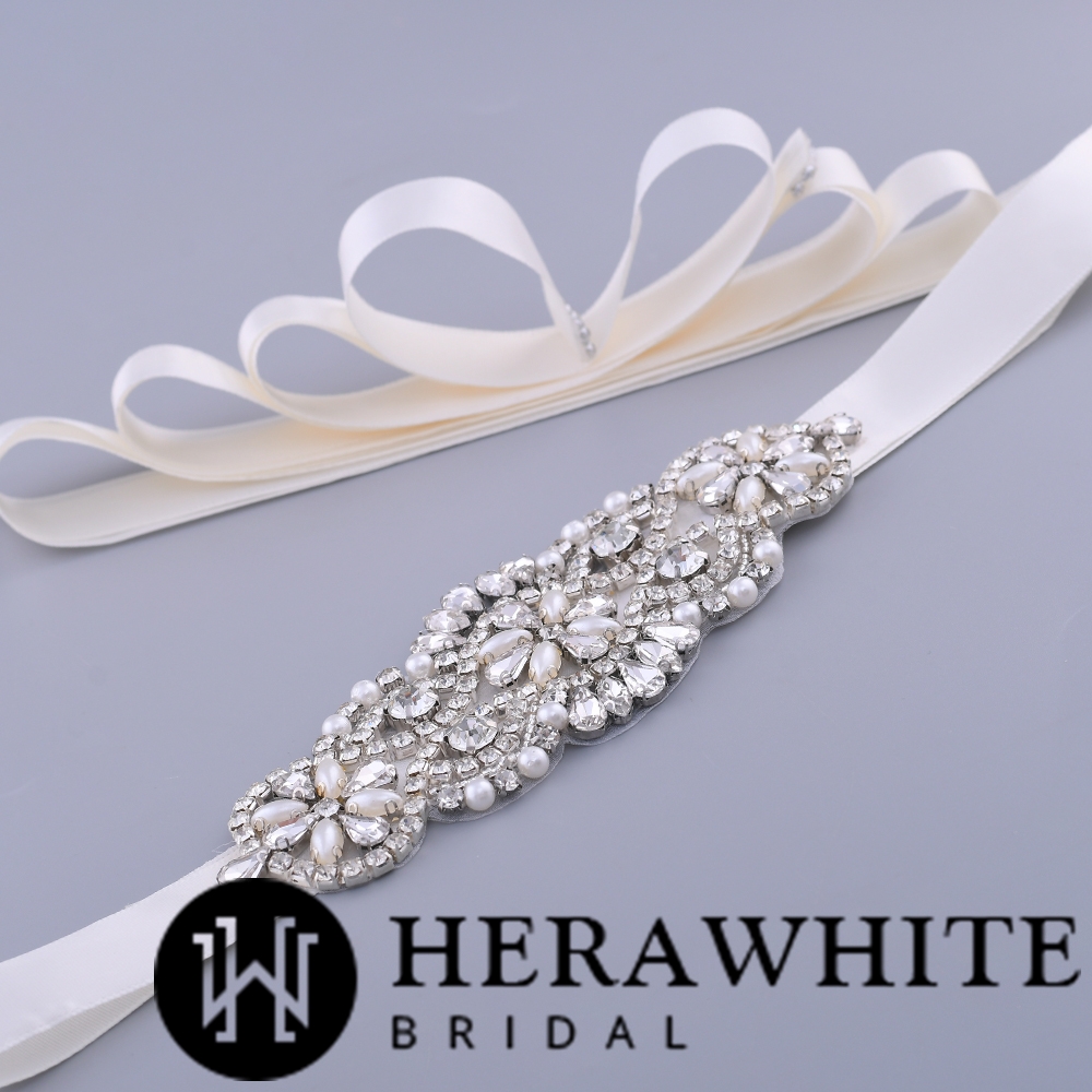 High-quality Crystals Pearls Wedding Sash
