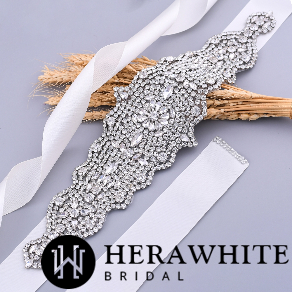 Shiny Rhinestones Satin Bridal Sash