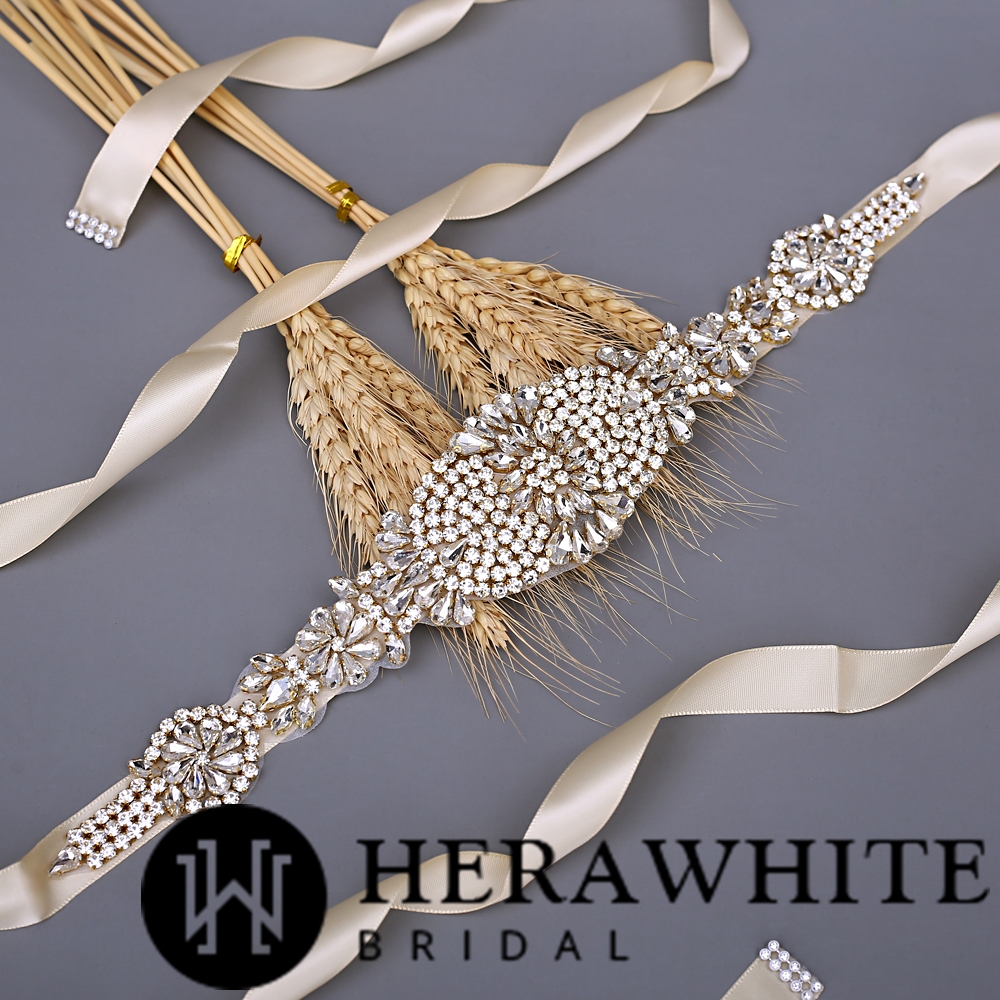 Luxurious Floral Crystals Pearls Bridal Sash