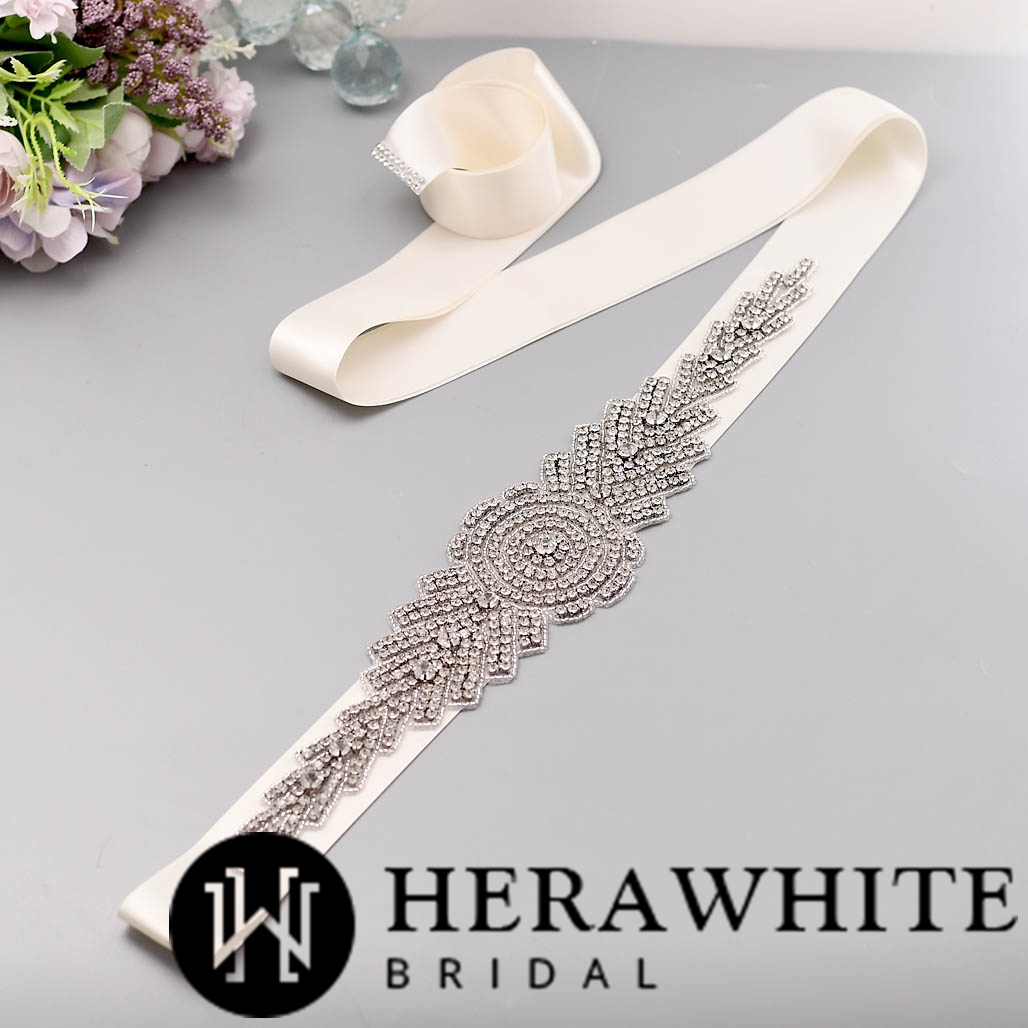 Glittery Wide Crystals Beaded Wedding Belt