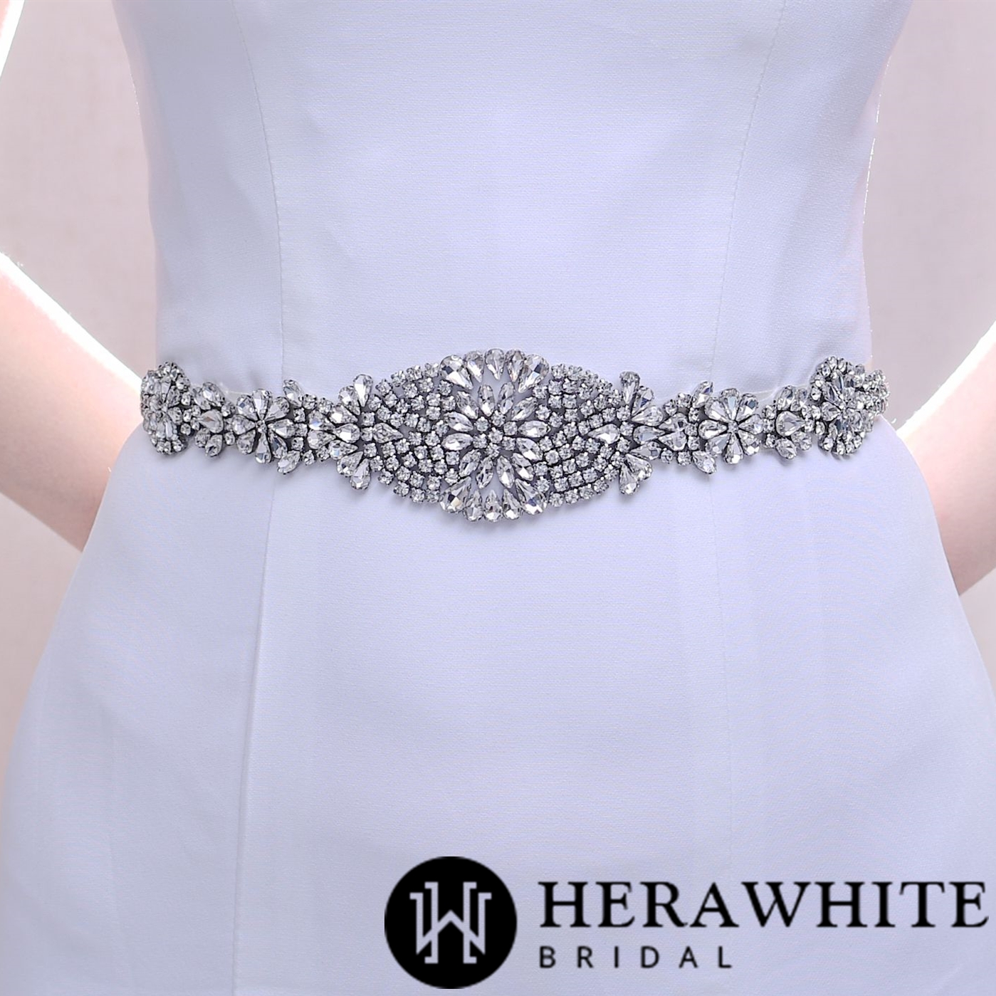Luxurious Floral Crystals Pearls Bridal Sash