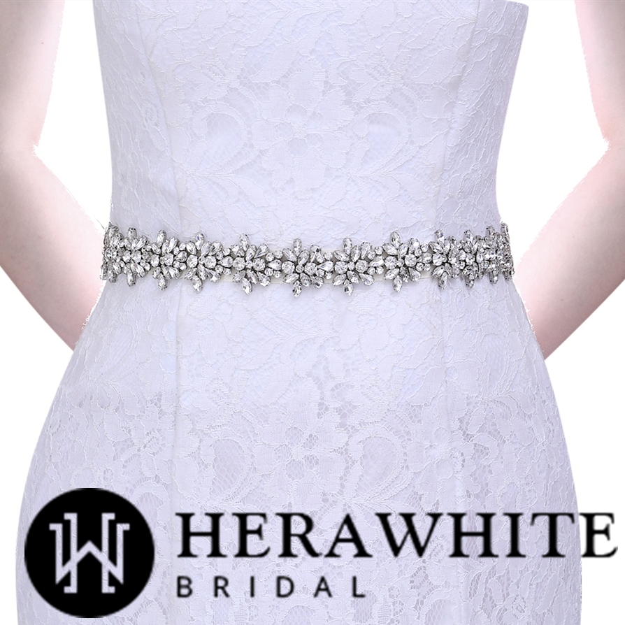 Crystal Floral Ribbon Bridal Sash