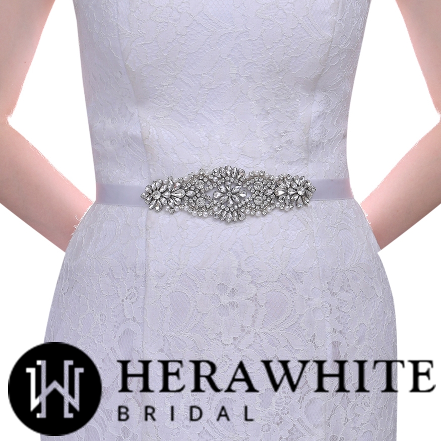 Glittering Rhinestones Pearl Bridal Sash