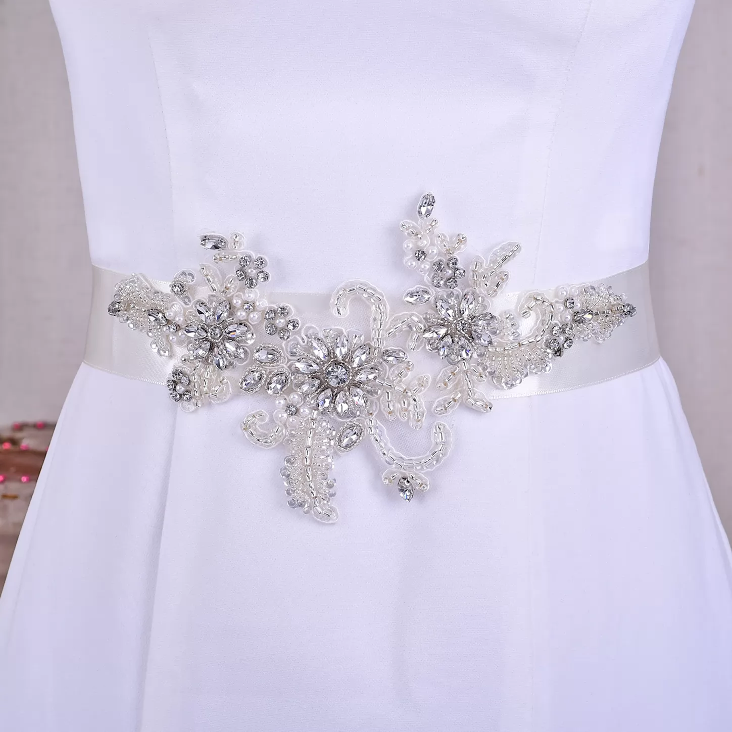 Geyoga Bridal Belt Wedding Dress Belt Rhinestone Wedding Sash for Bride  Dress Gowns Crystal Belt with White Organza (Charming Style) at   Women's Clothing store