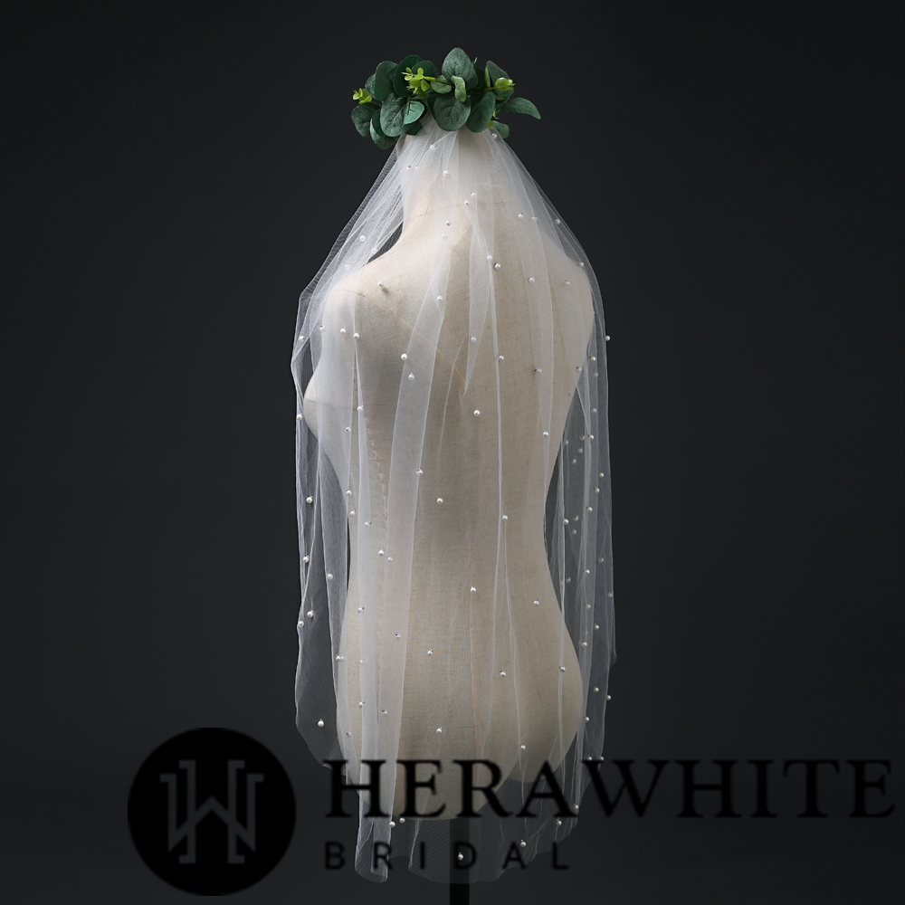 Beaded Fingertip Length Bridal Veil