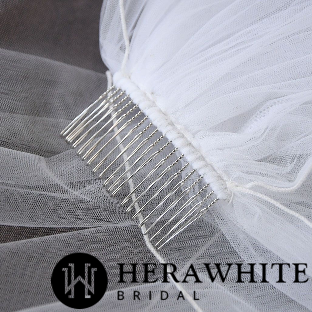 Simple Tulle Fingertip Length Bridal Veil