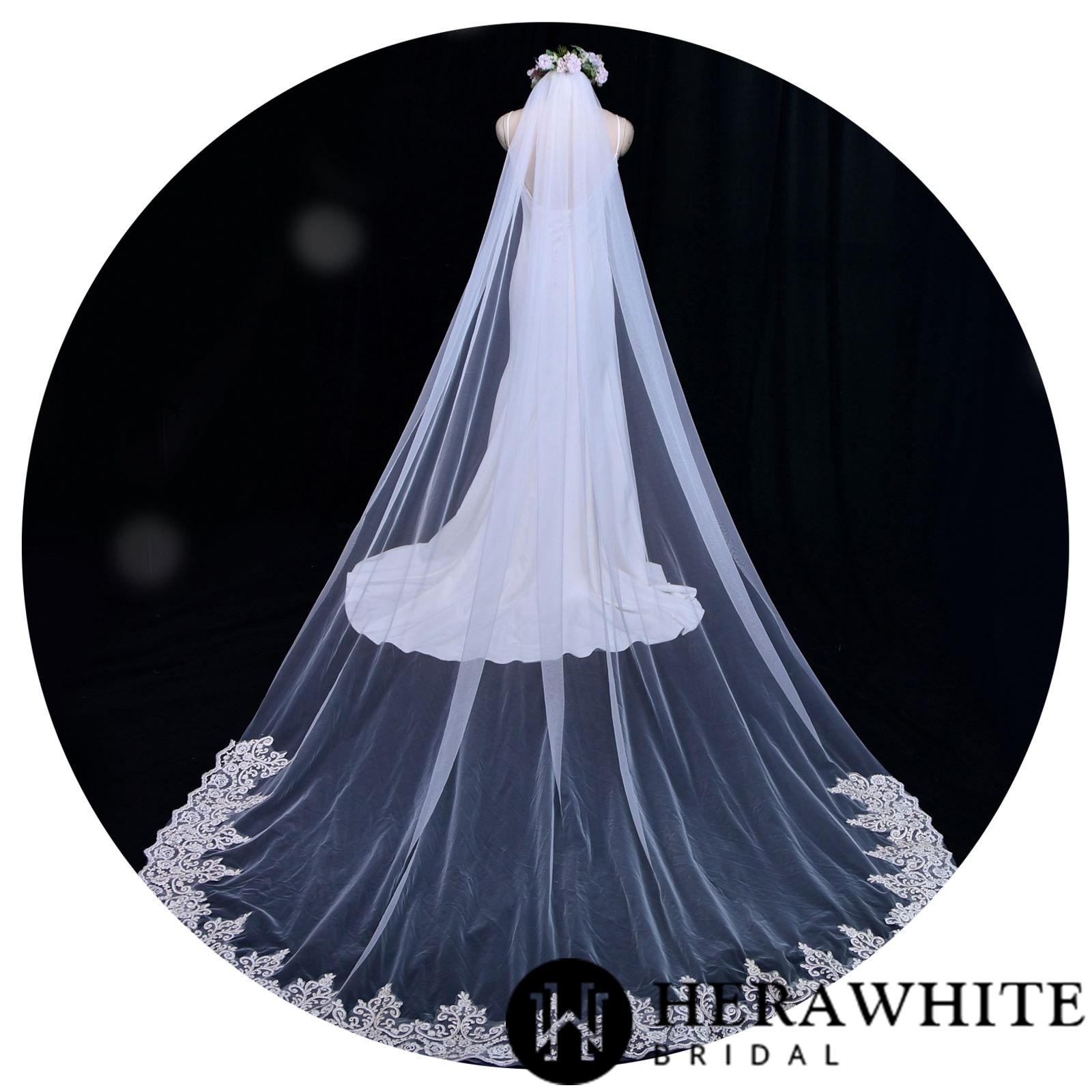 Lace Edging Tulle Cathedral LengthBridal Veil
