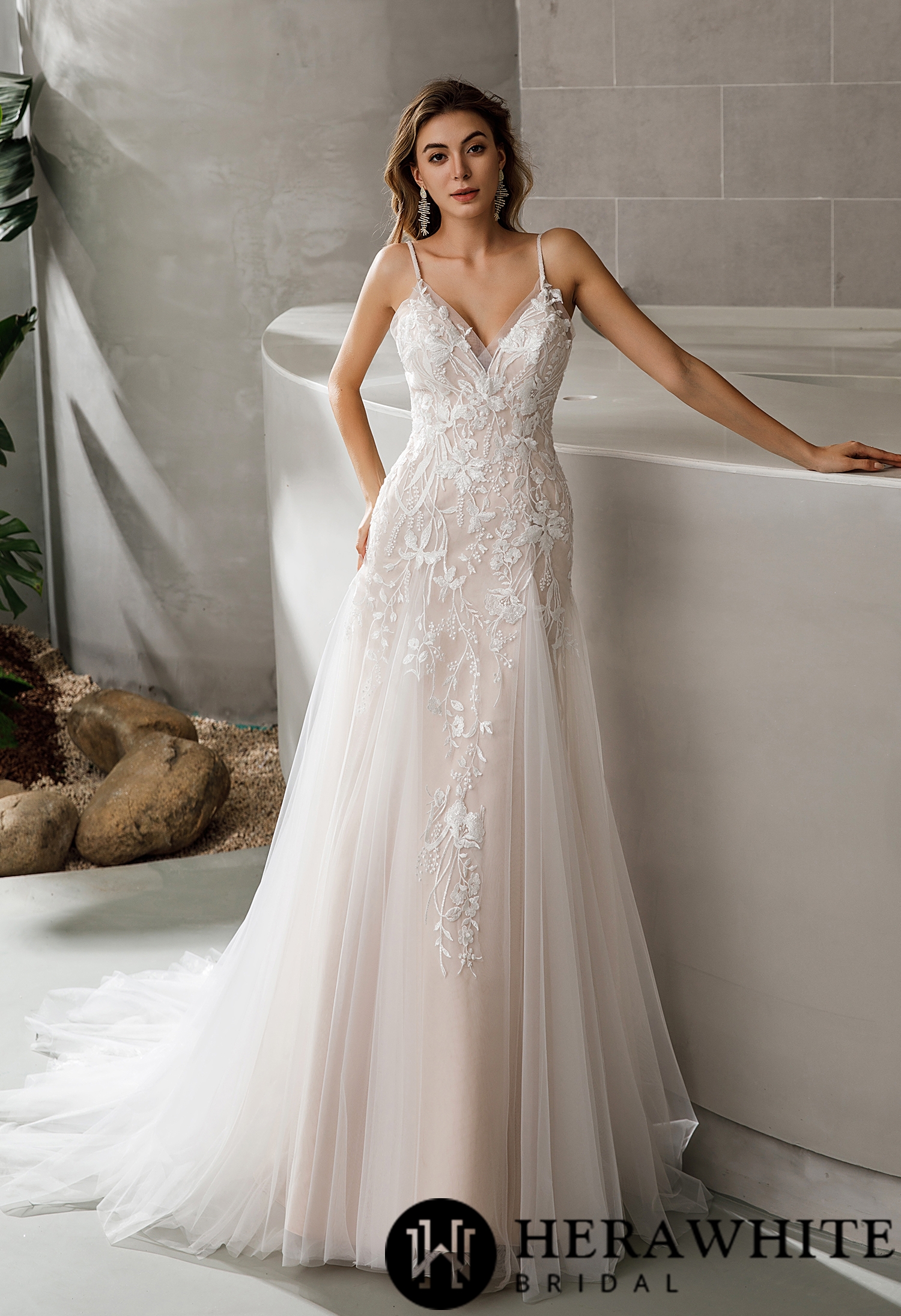 Inspired Lace Flattering Silhouette Wedding Dress