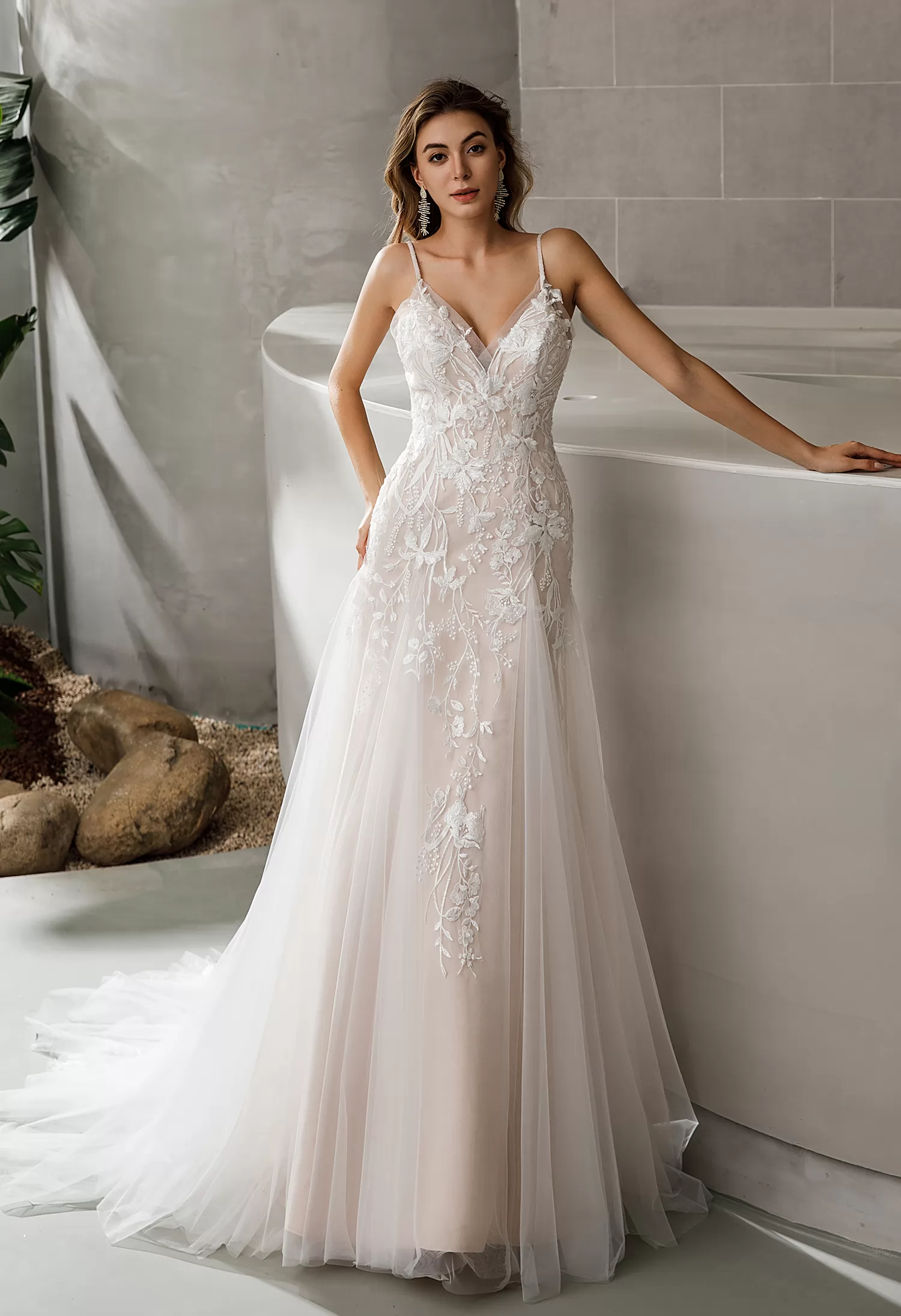 Inspired Lace Flattering Silhouette Wedding Dress
