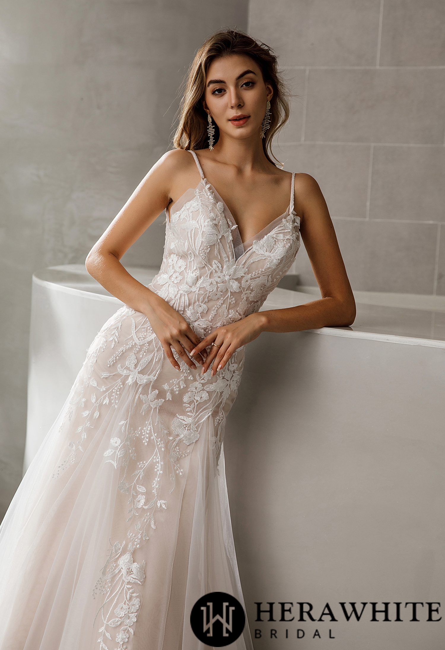 Inspired Lace Flattering Silhouette Wedding Dress