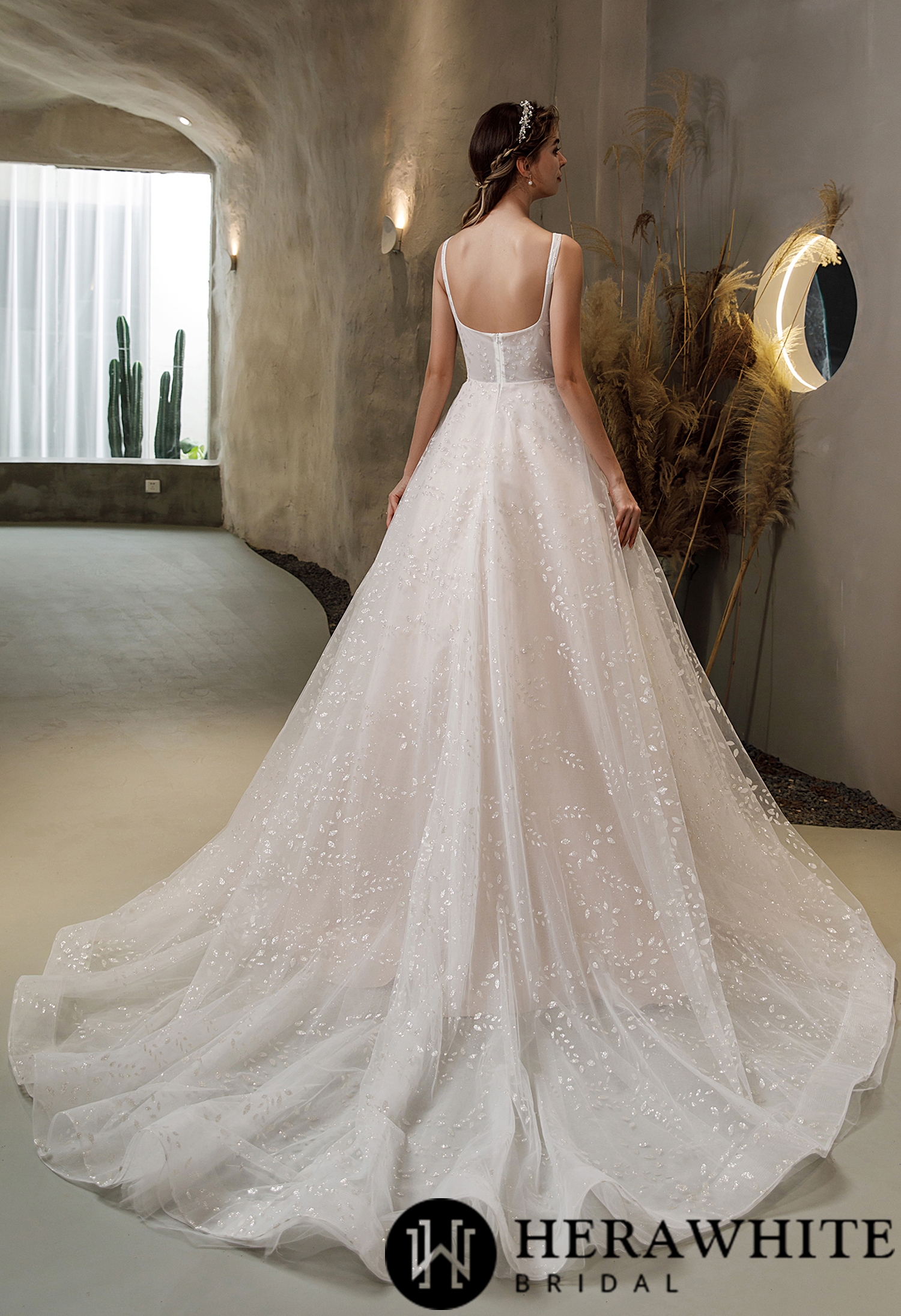 Pink Nude Princess Square Neckline Wedding Dress
