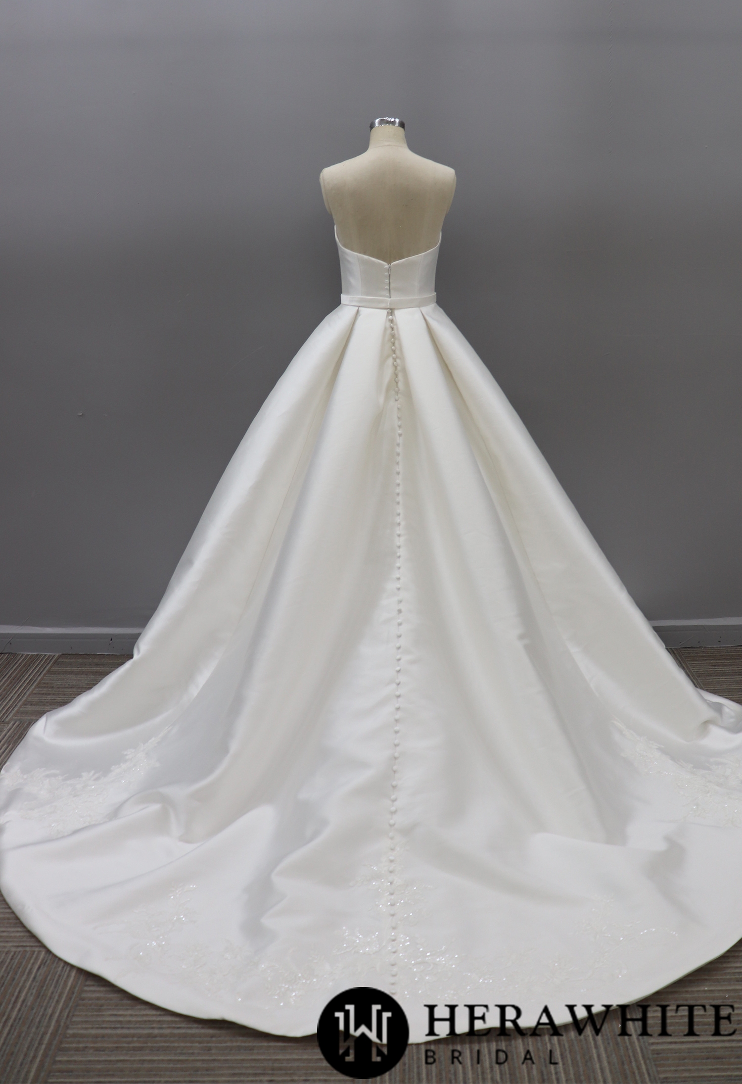 Modern Strapless Mikado Ballgown With Illusion Plunge