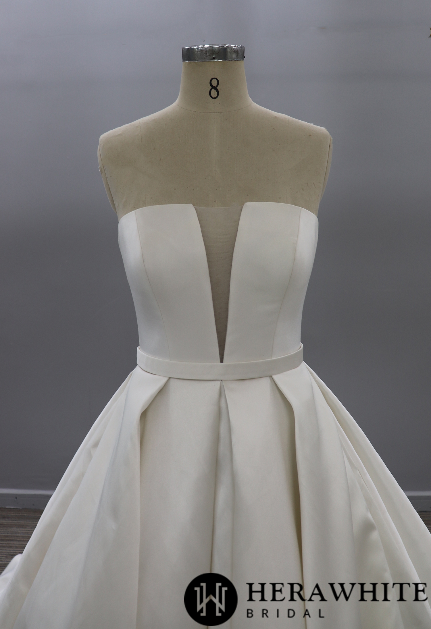 Modern Strapless Mikado Ballgown With Illusion Plunge
