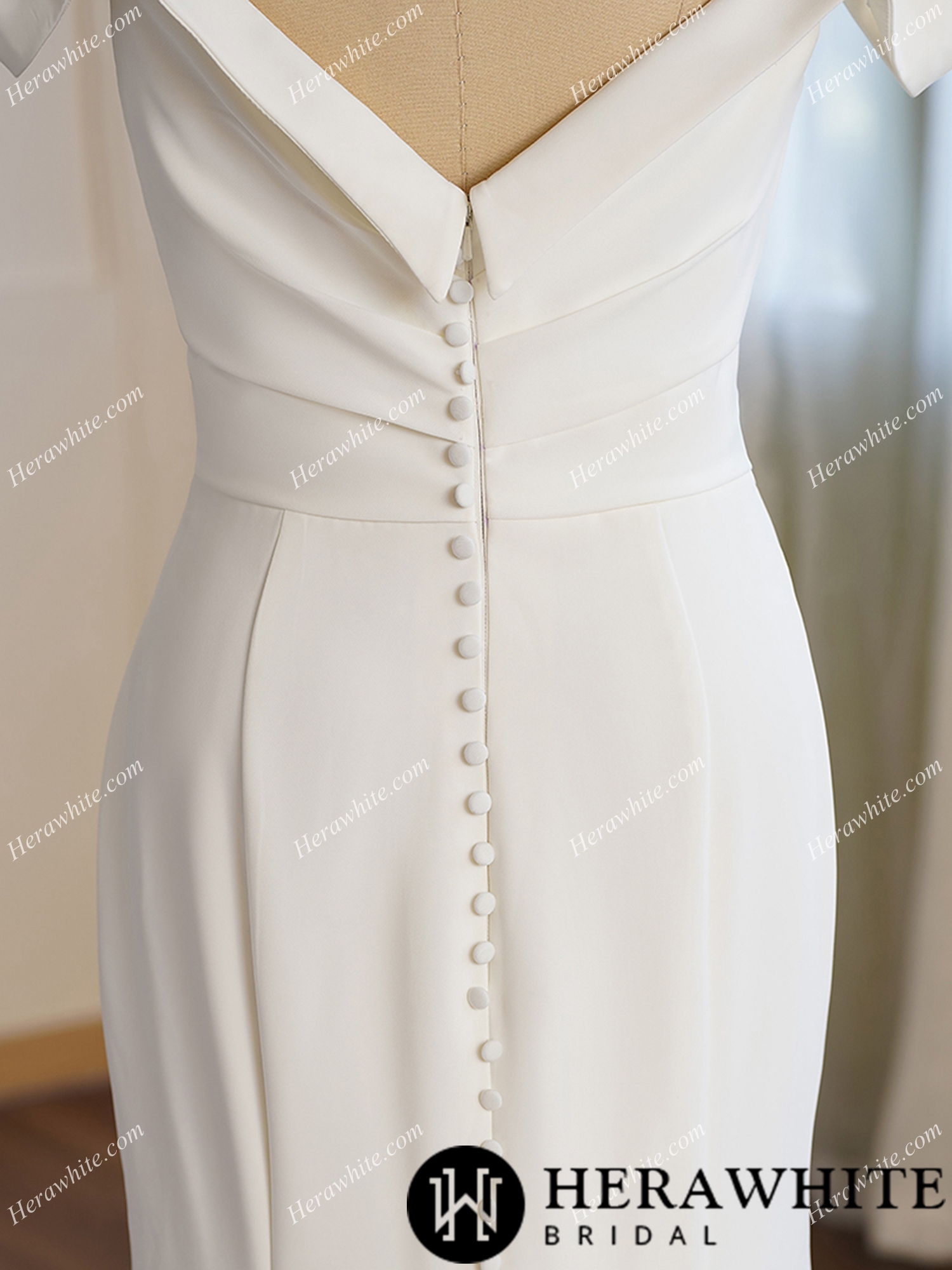 Crepe Off-the-shoulder Pleated Fit And Flare Bridal Gown