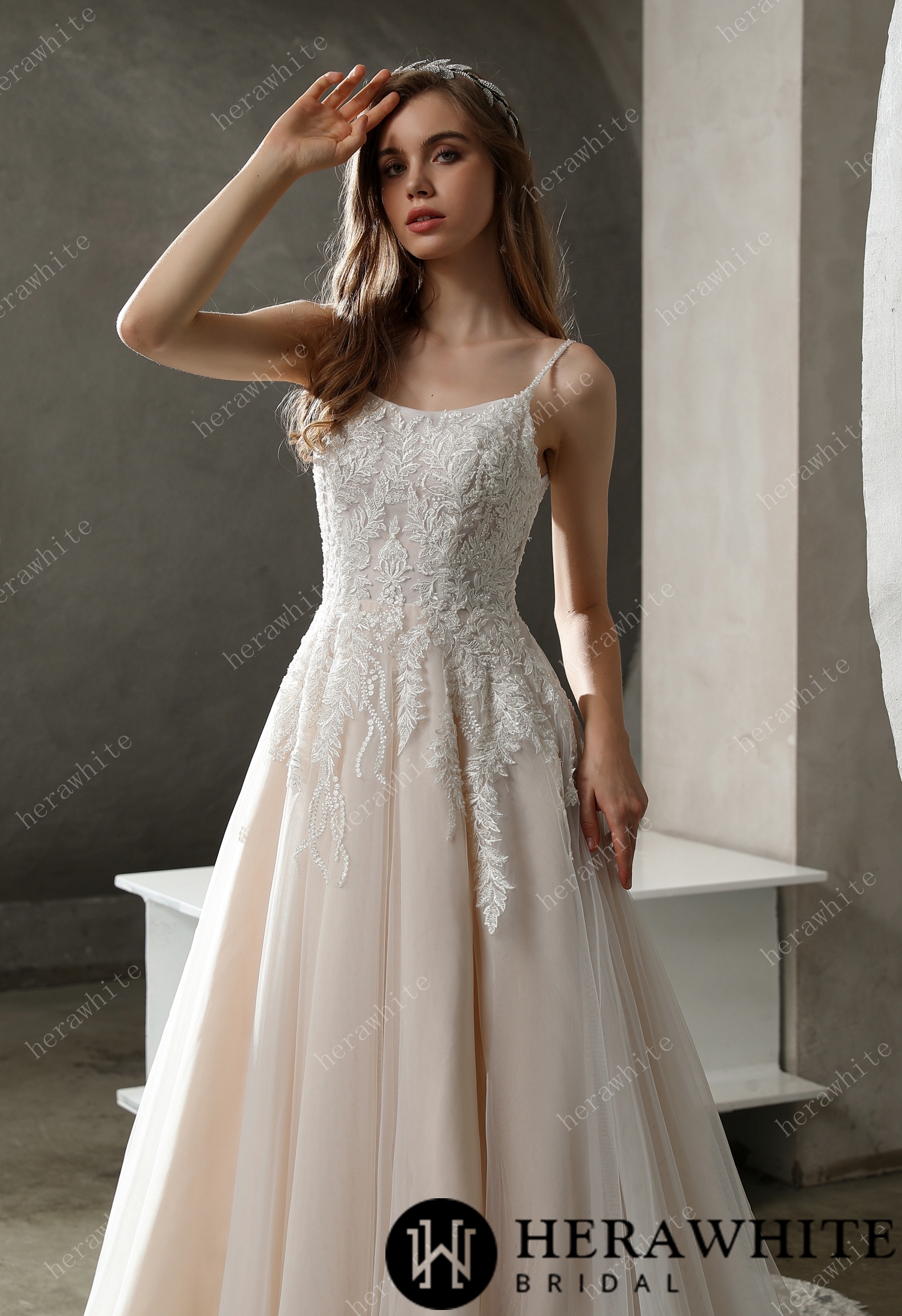 scoop neck wedding dress