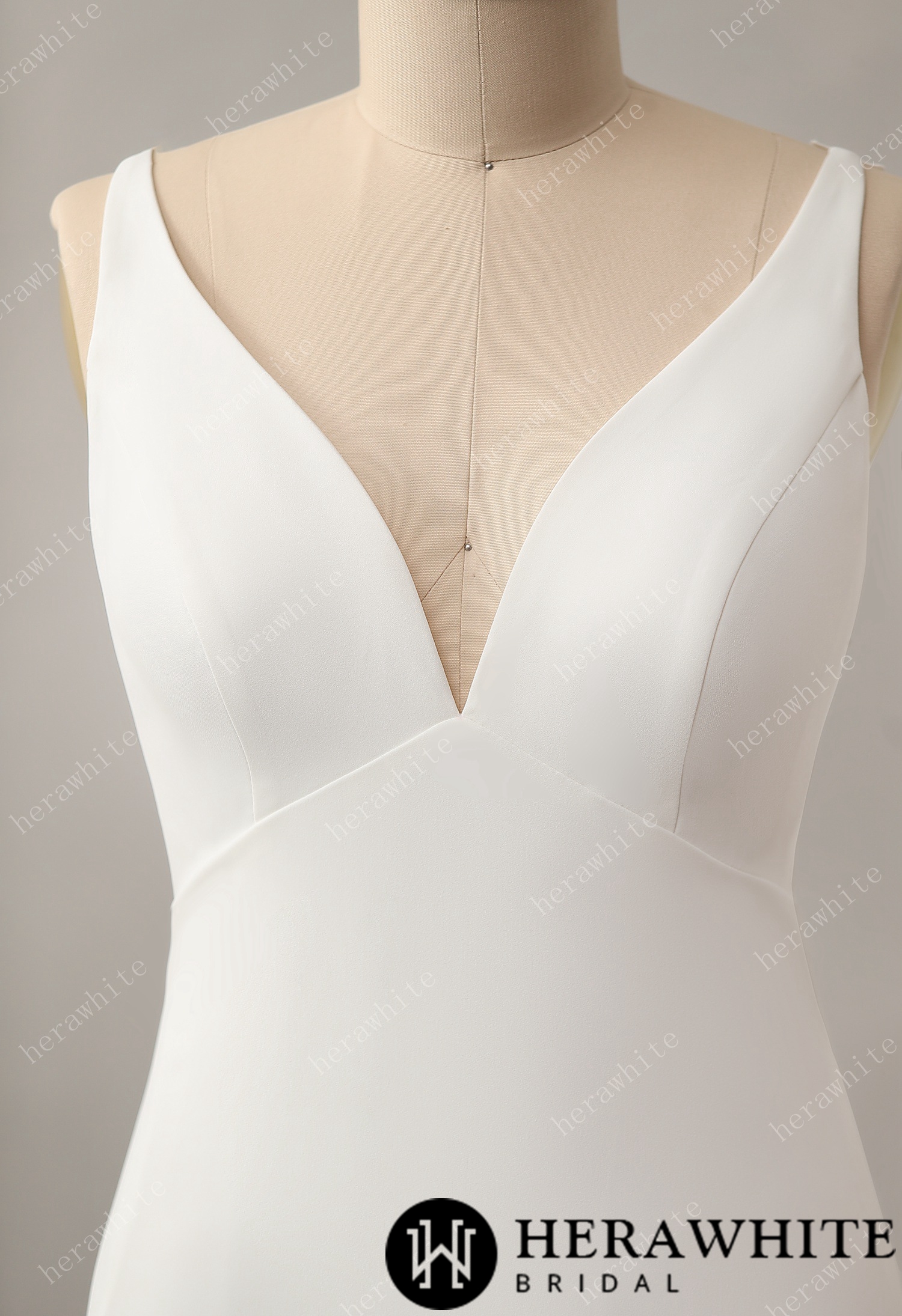 Empire Waist Crepe A-line Dress with Illusion Back
