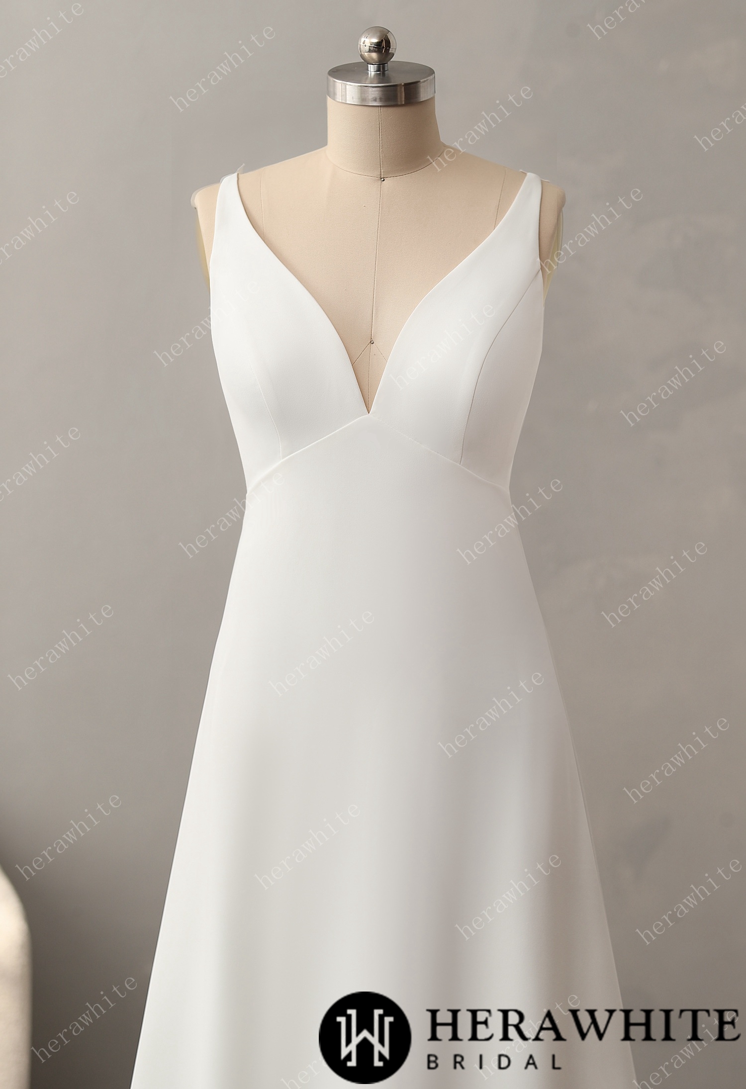 Empire Waist Crepe A-line Dress with Illusion Back