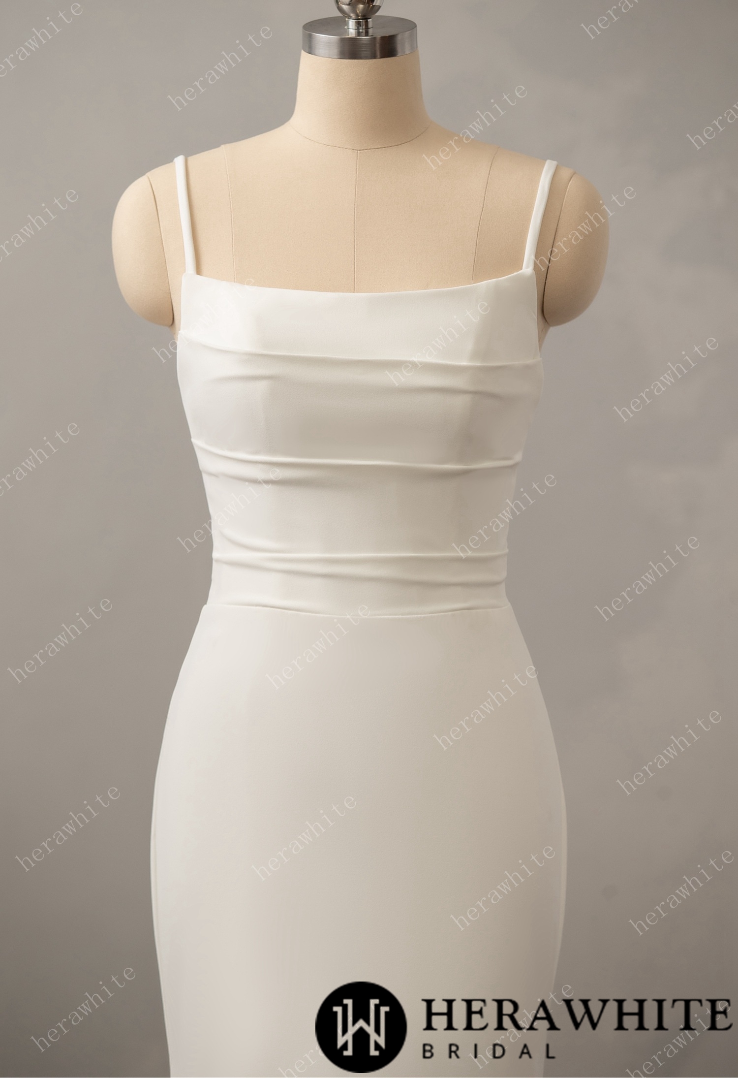 Classic Crepe Fit and Flare with Square Neckline  Wedding Dress