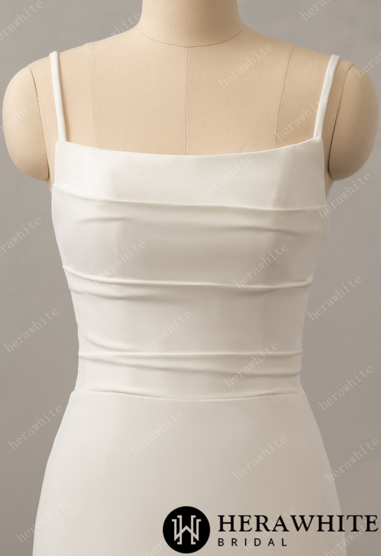 Classic Crepe Fit and Flare with Square Neckline  Wedding Dress