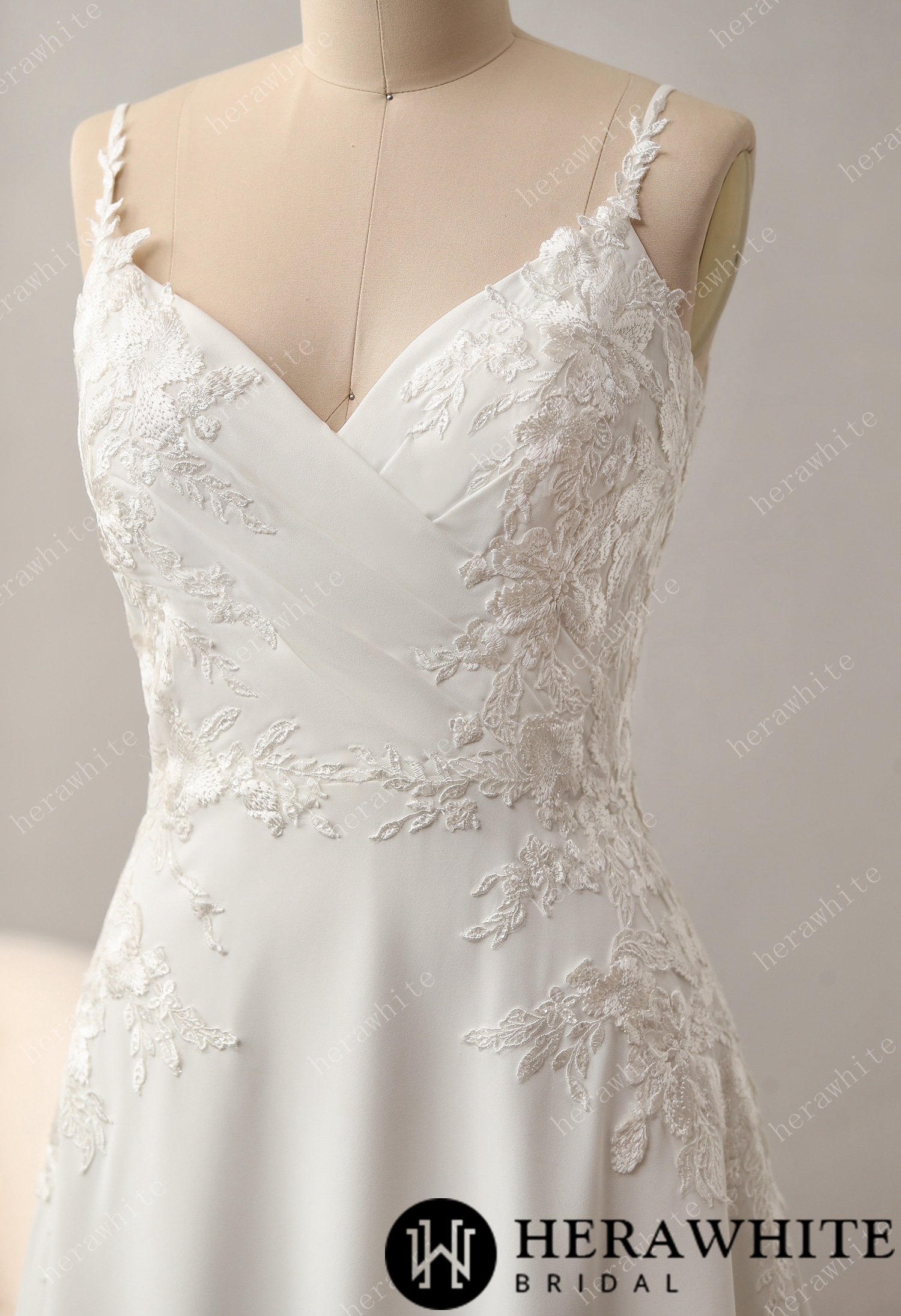 Lace A-Line Wedding Dress with Spaghetti Straps