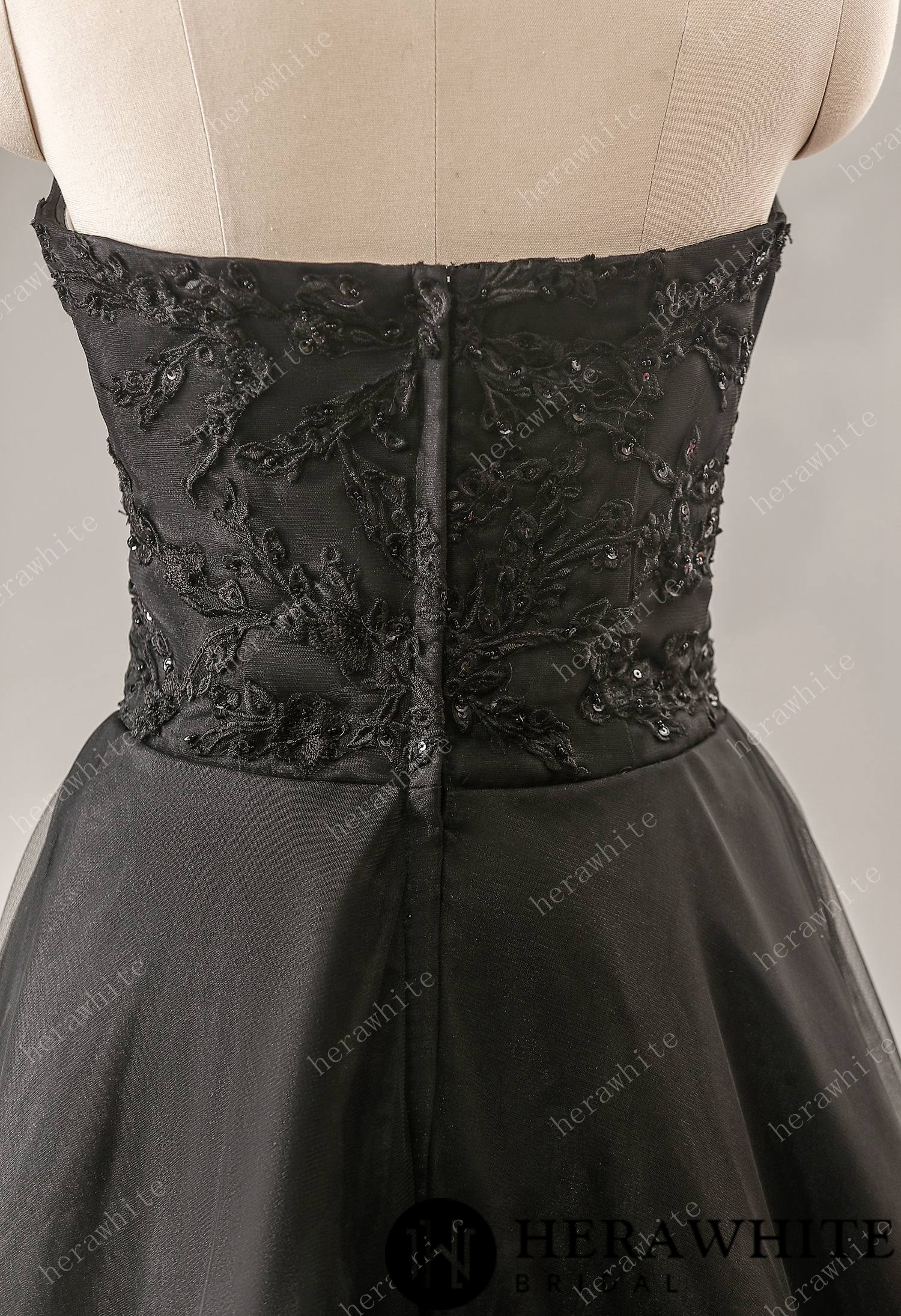 Black Strapless Wedding Dress with Sweetheart Neckline