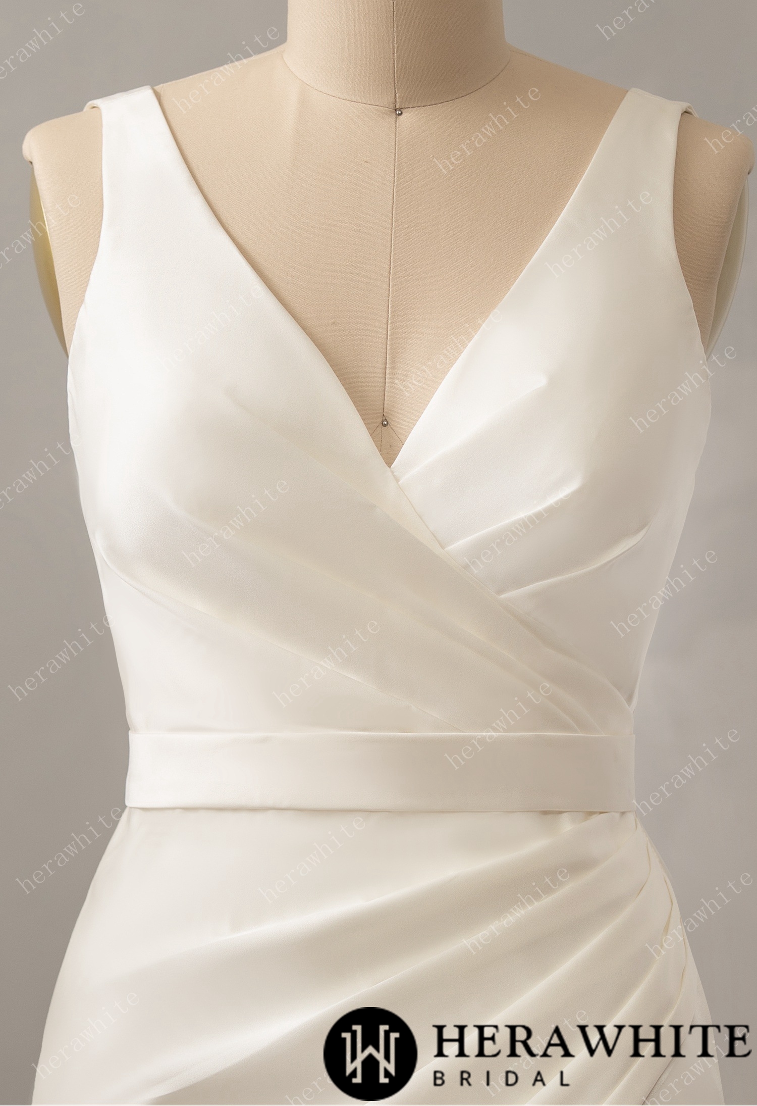Modern V-neck Fit-and-Flare Wedding Dress