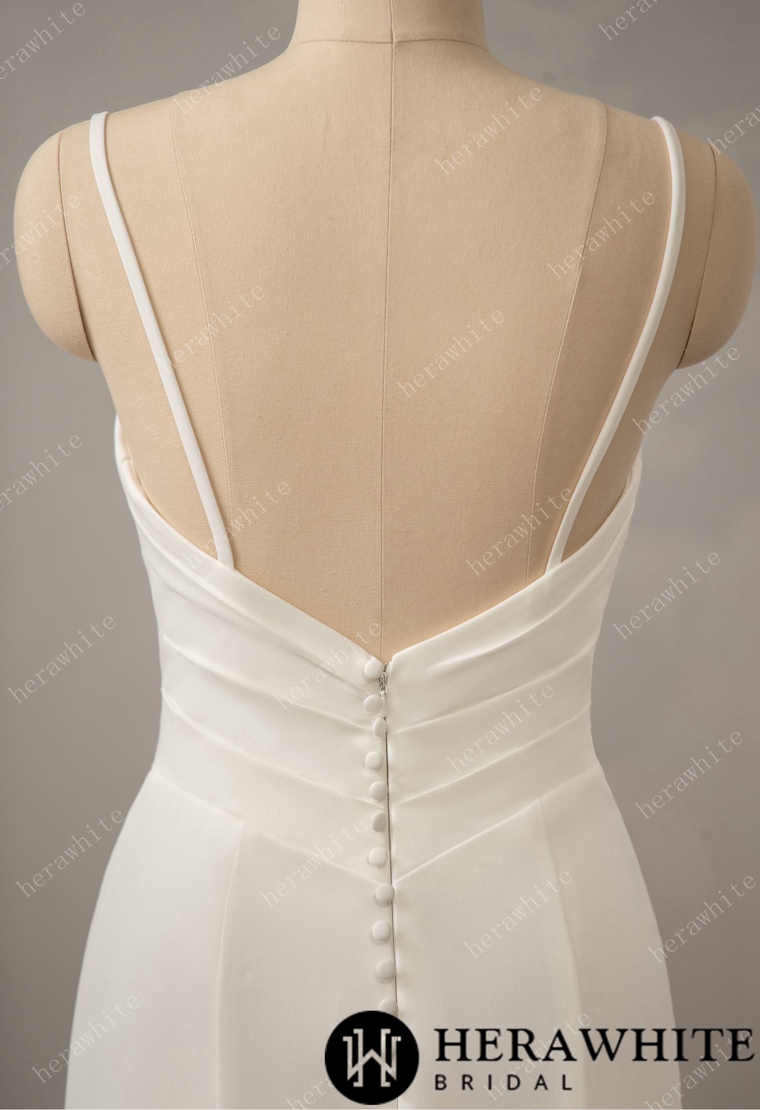 In Stock/ Classic Crepe Fit and Flare with Square Neckline  Wedding Dress