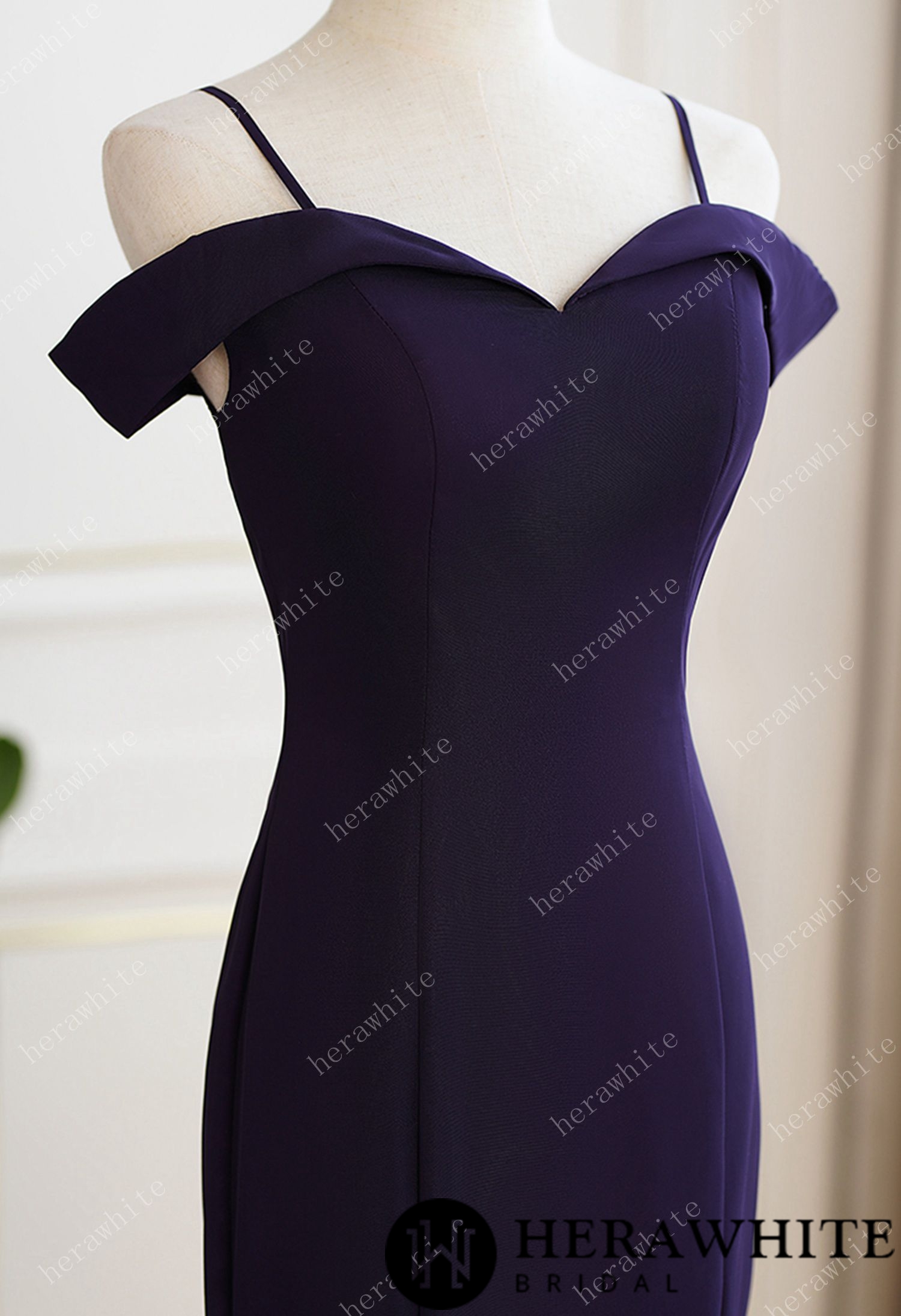 Grape Cold Shoulder Fit and Flare Bridesmaid Dress