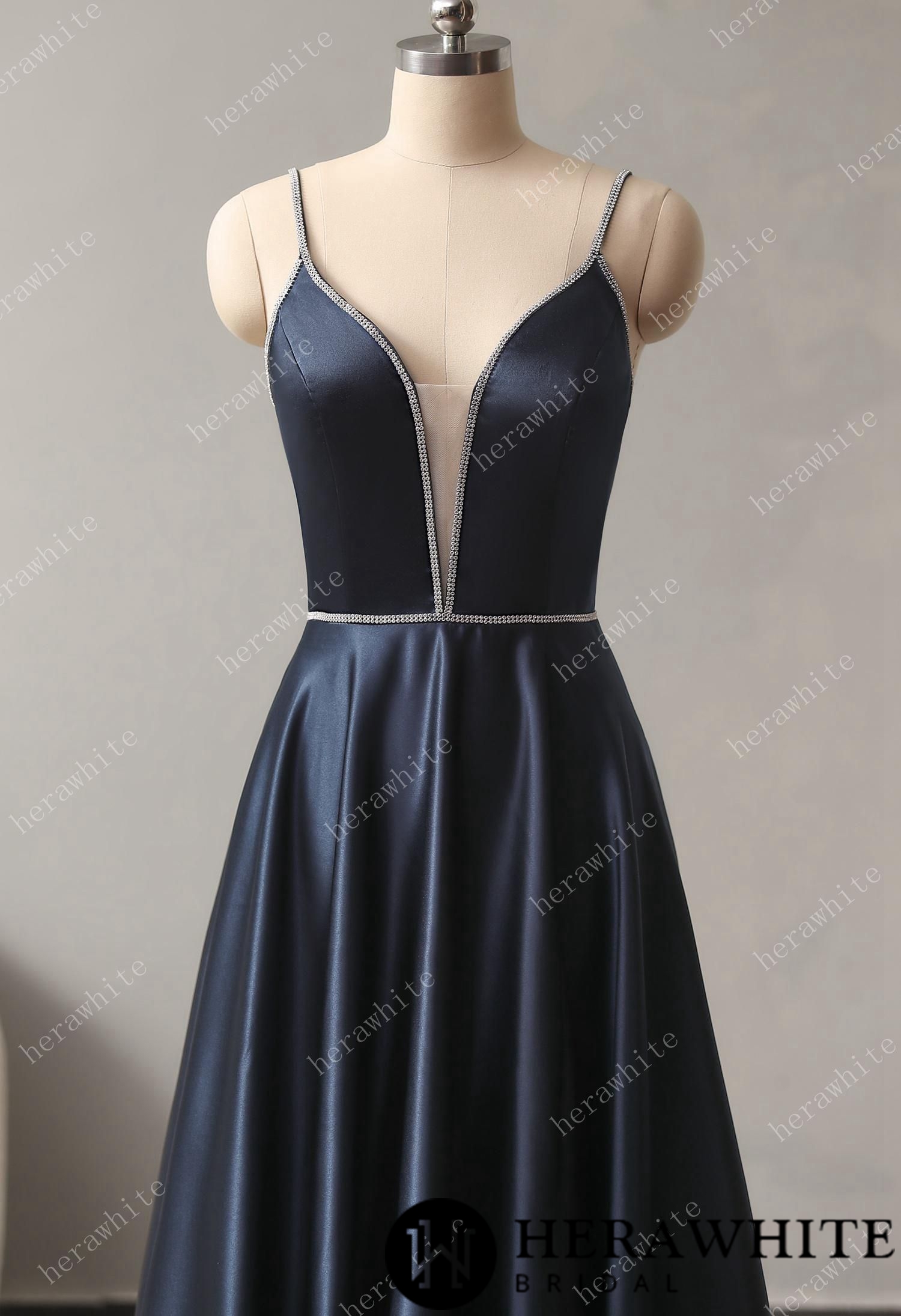 Satin Bridesmaid Dress with Plunging V-Neck