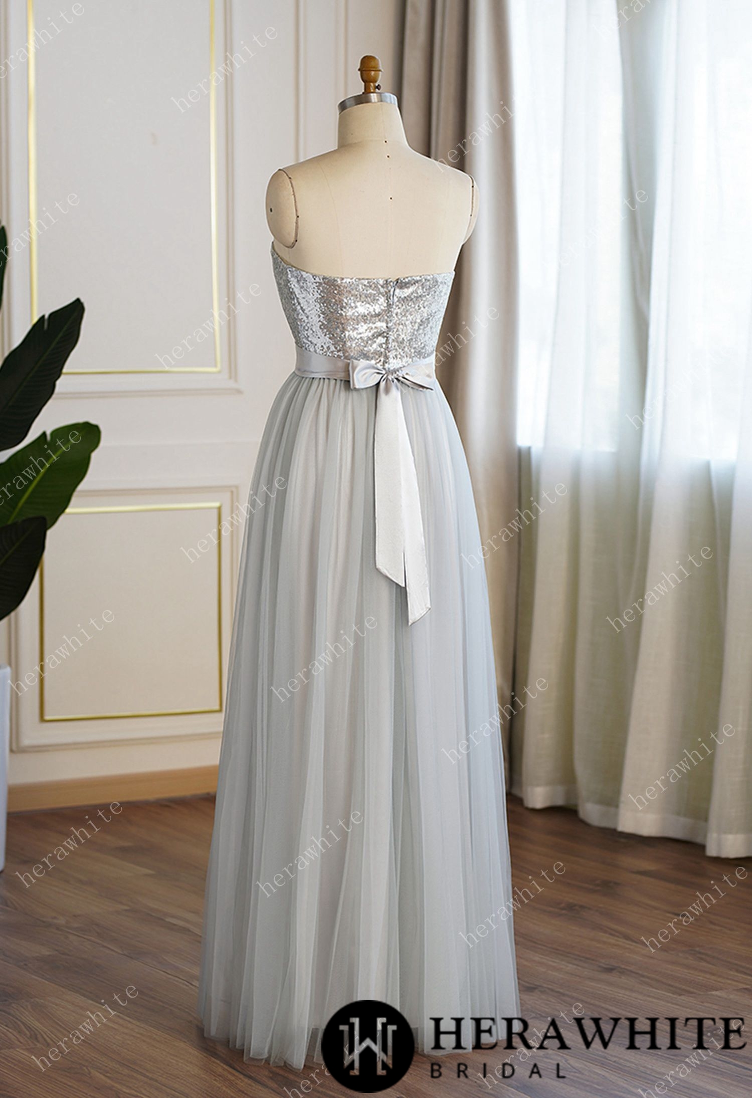 Sequin Strapless Aline Bridesmaid Gown