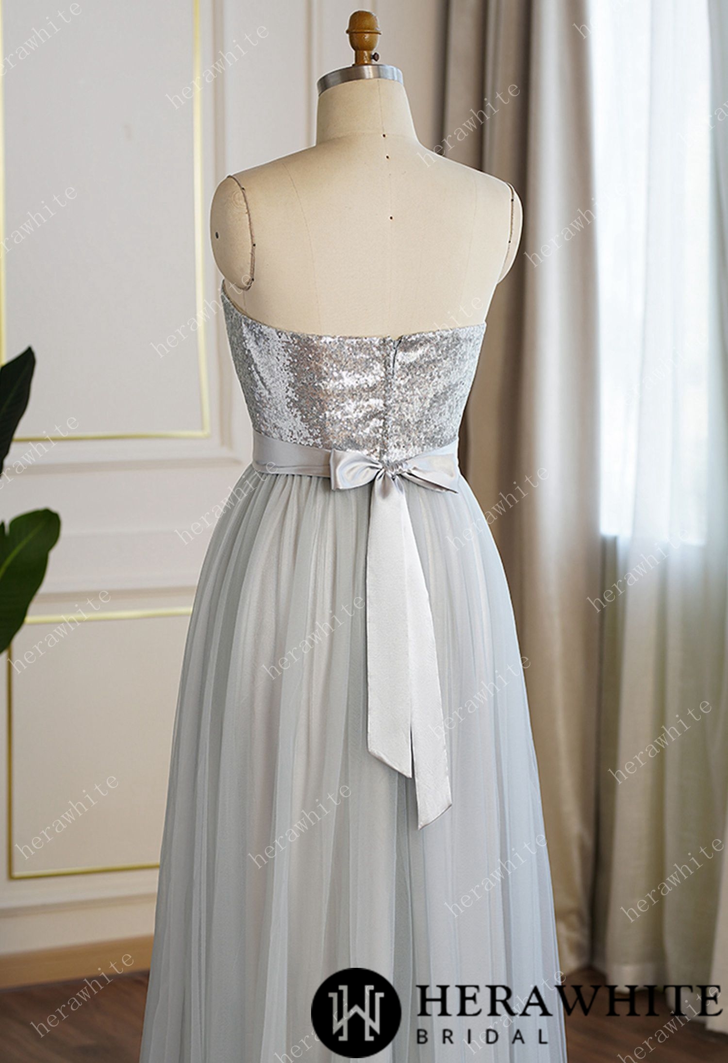 Sequin Strapless Aline Bridesmaid Gown