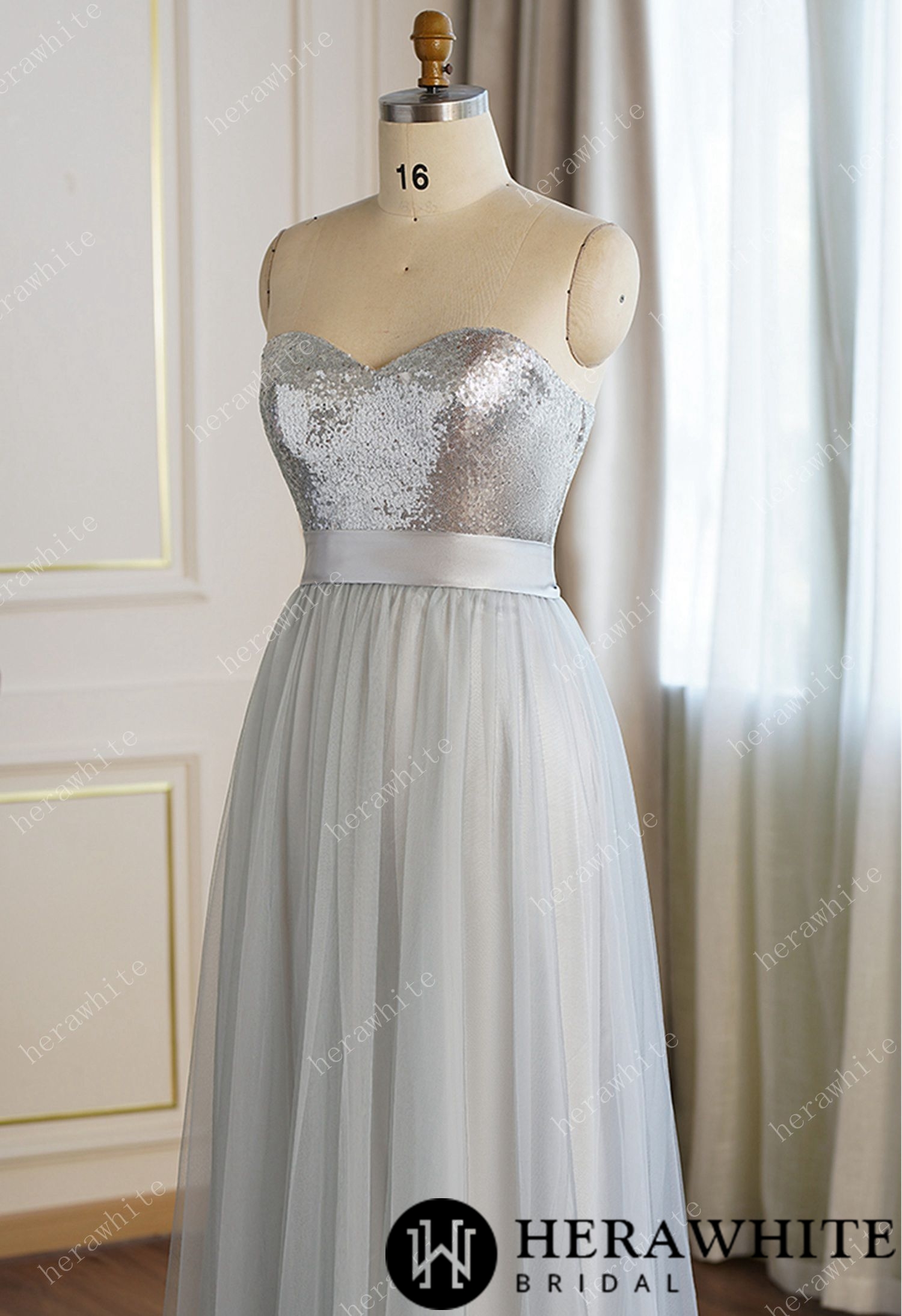 Sequin Strapless Aline Bridesmaid Gown