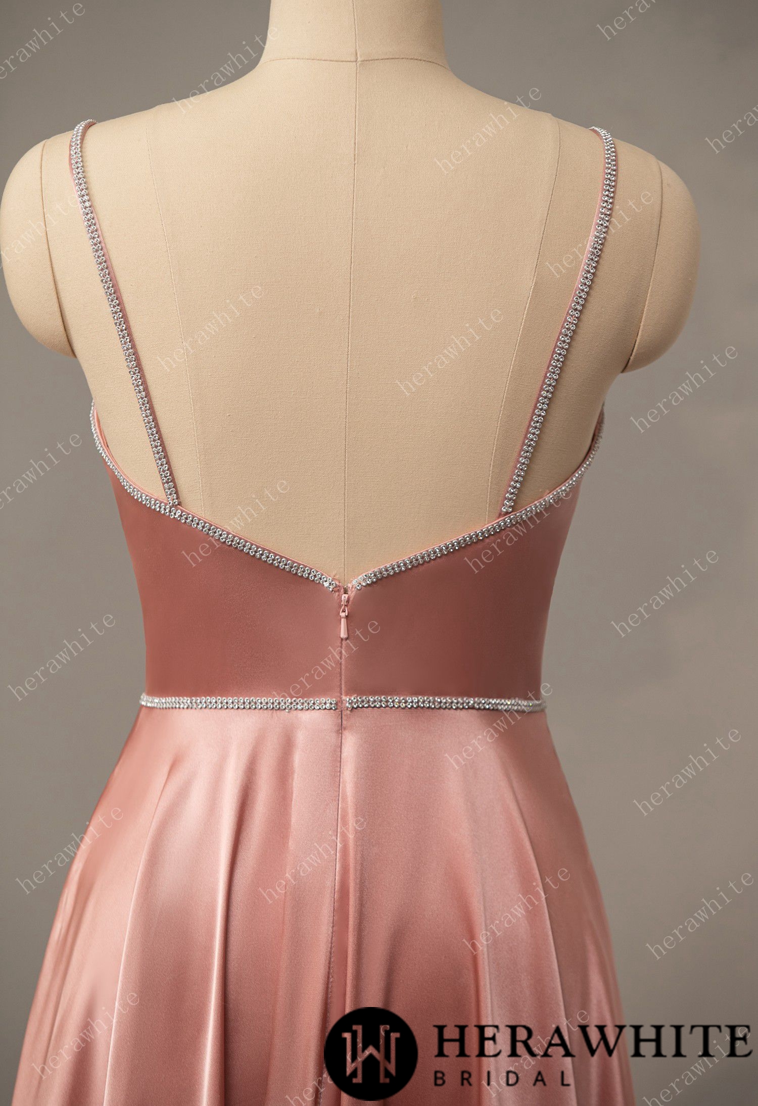 V-Neck A-Line Prom Dresses Long with Slit
