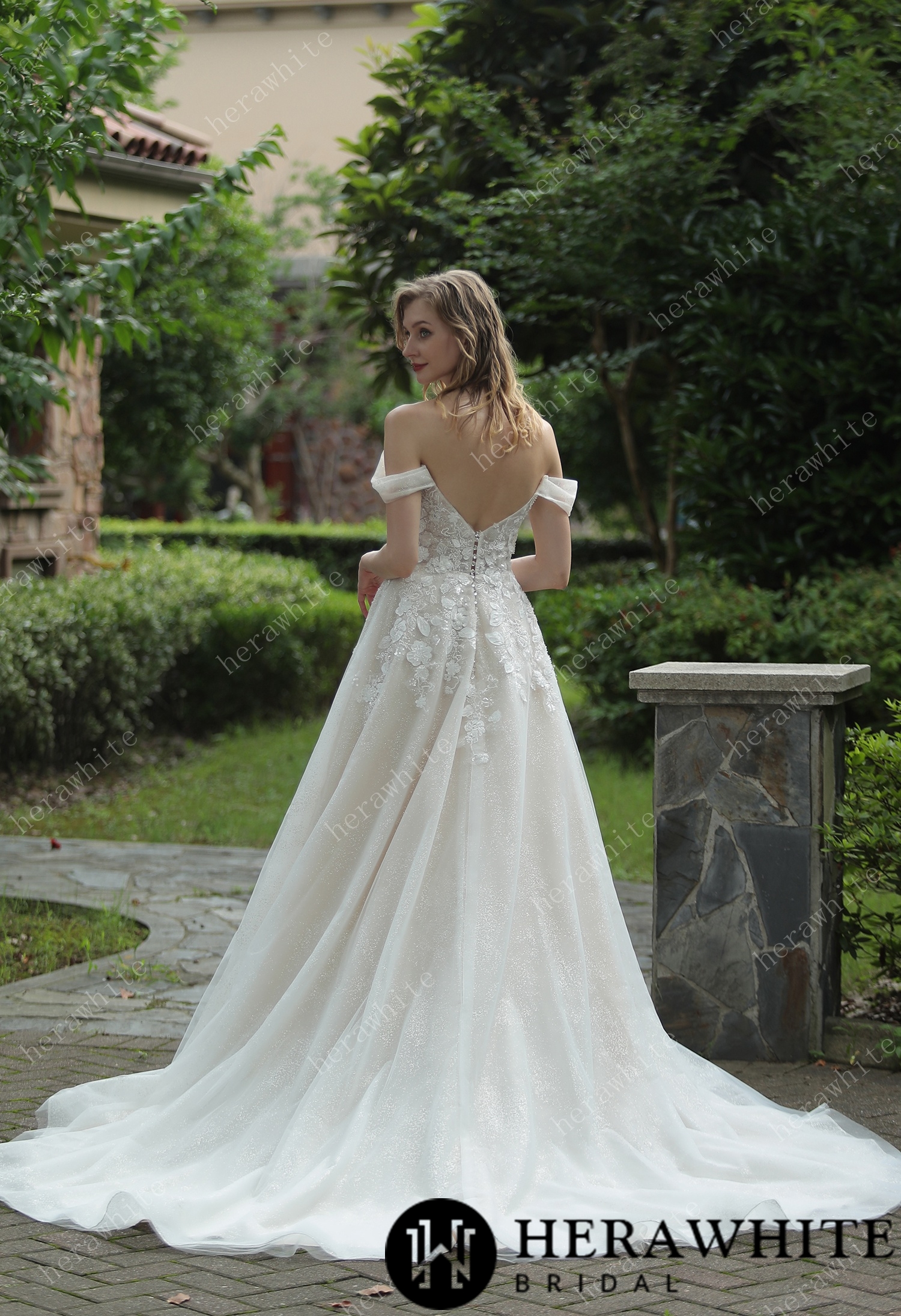 Elegant Floral 3D Lace Off The Shoulder Straps Wedding Dress