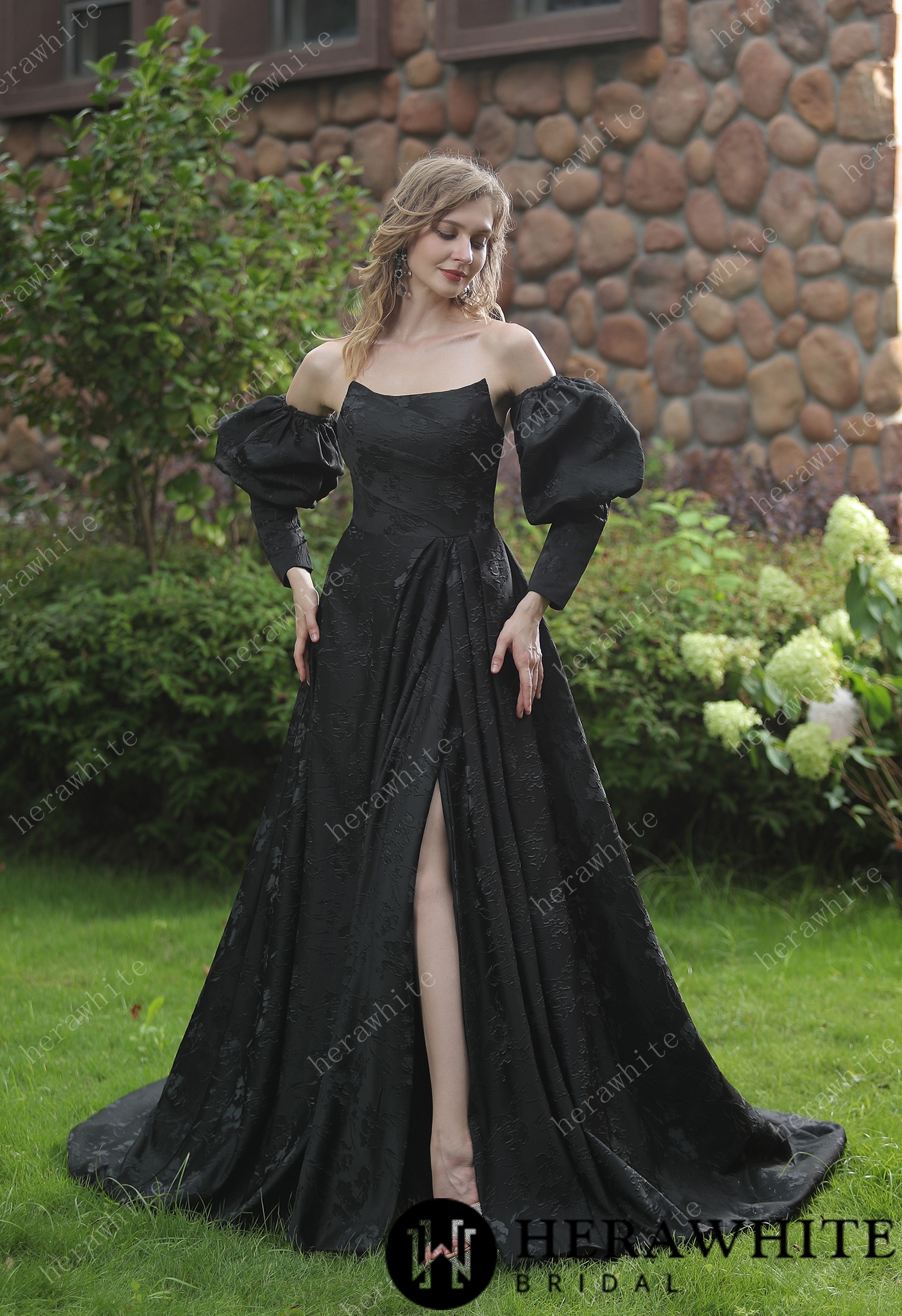 Scoop Neckline Brocade Satin Pockets Ballgown Wedding Dress