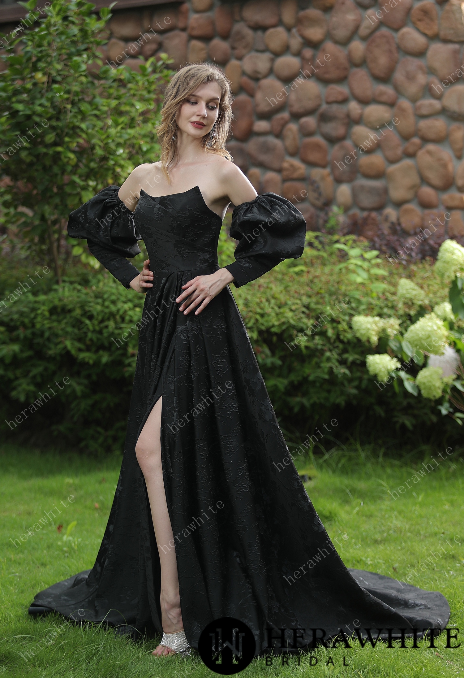Scoop Neckline Brocade Satin Pockets Ballgown Wedding Dress