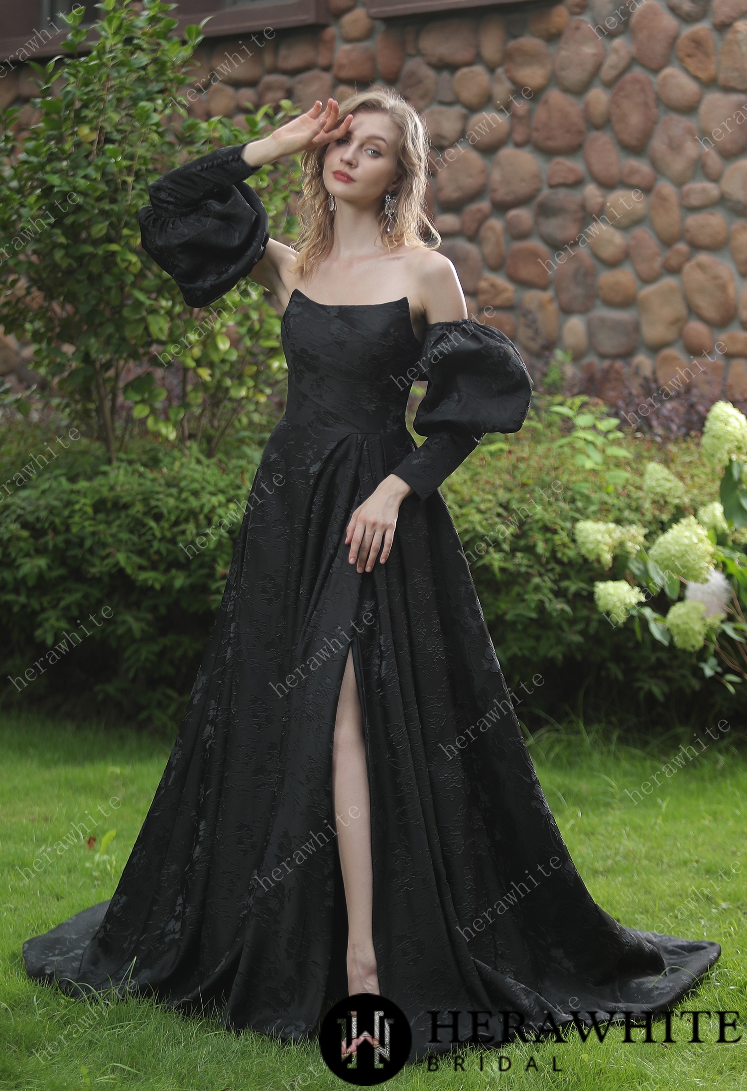 Scoop Neckline Brocade Satin Pockets Ballgown Wedding Dress