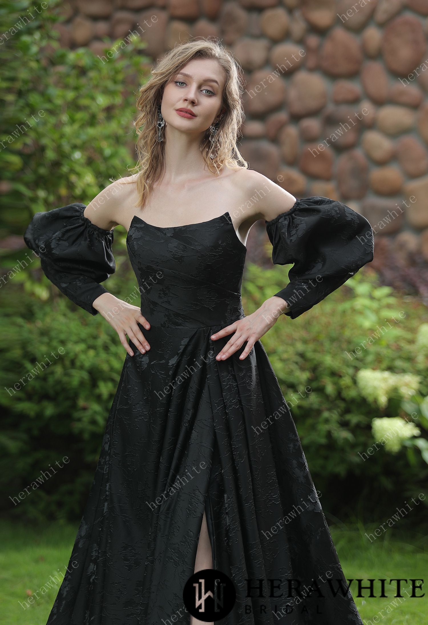 Scoop Neckline Brocade Satin Pockets Ballgown Wedding Dress