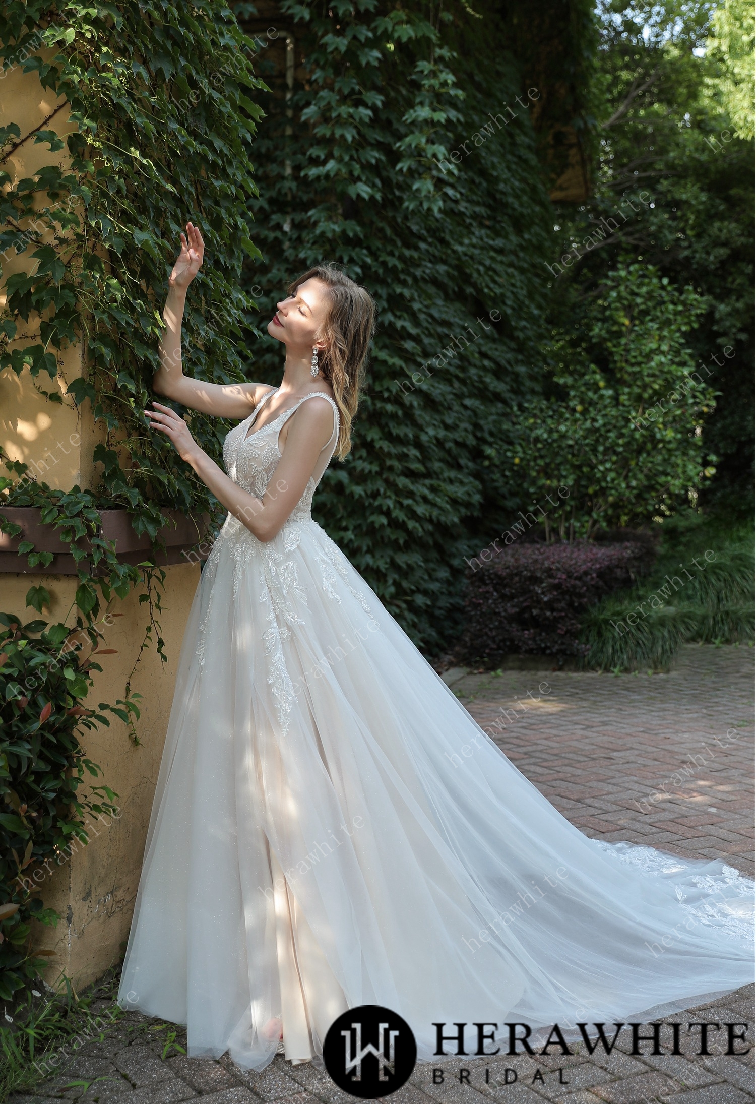 Beaded Sequins Lace And Sexy Split Wedding Dress