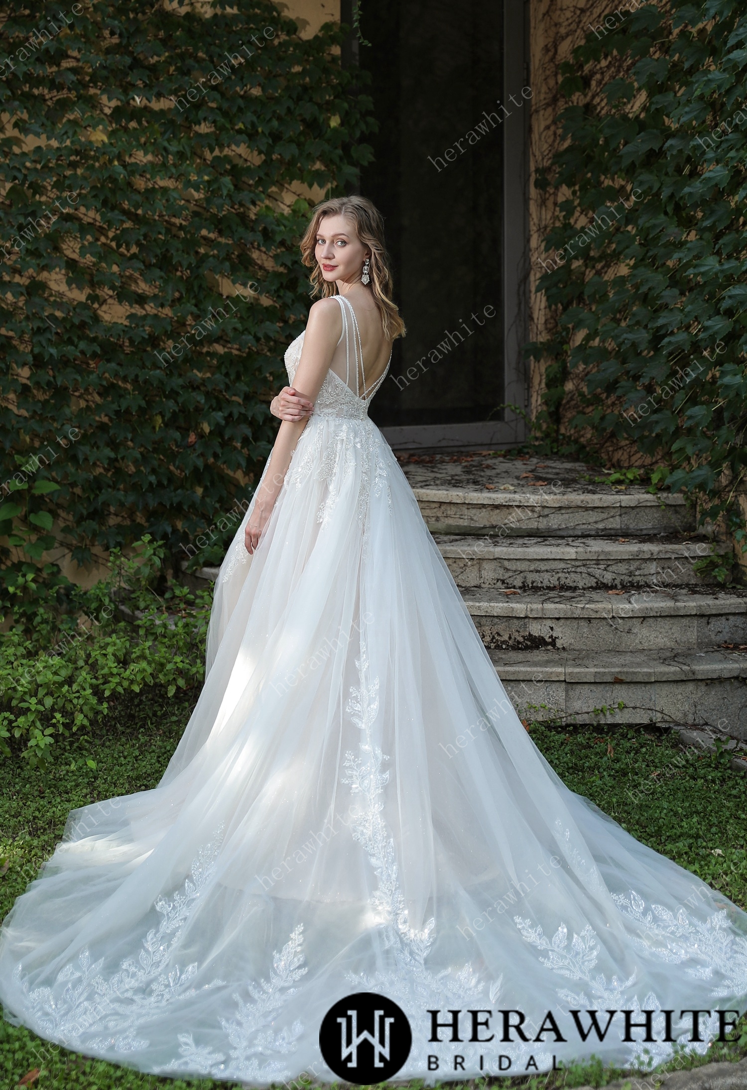 Beaded Sequins Lace And Sexy Split Wedding Dress