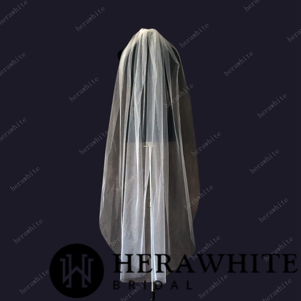 Simple Two-tier Fingertip Length Tulle Bridal Veil
