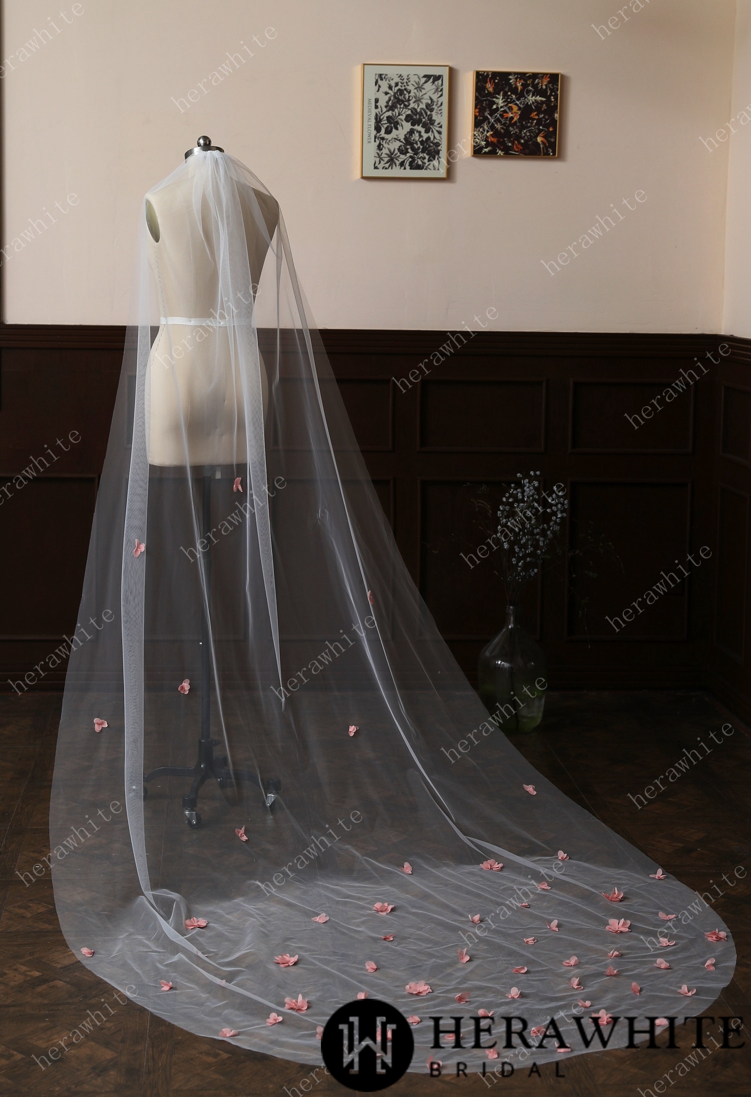 3D Lace Flower Cathedral-Length Wedding Veil