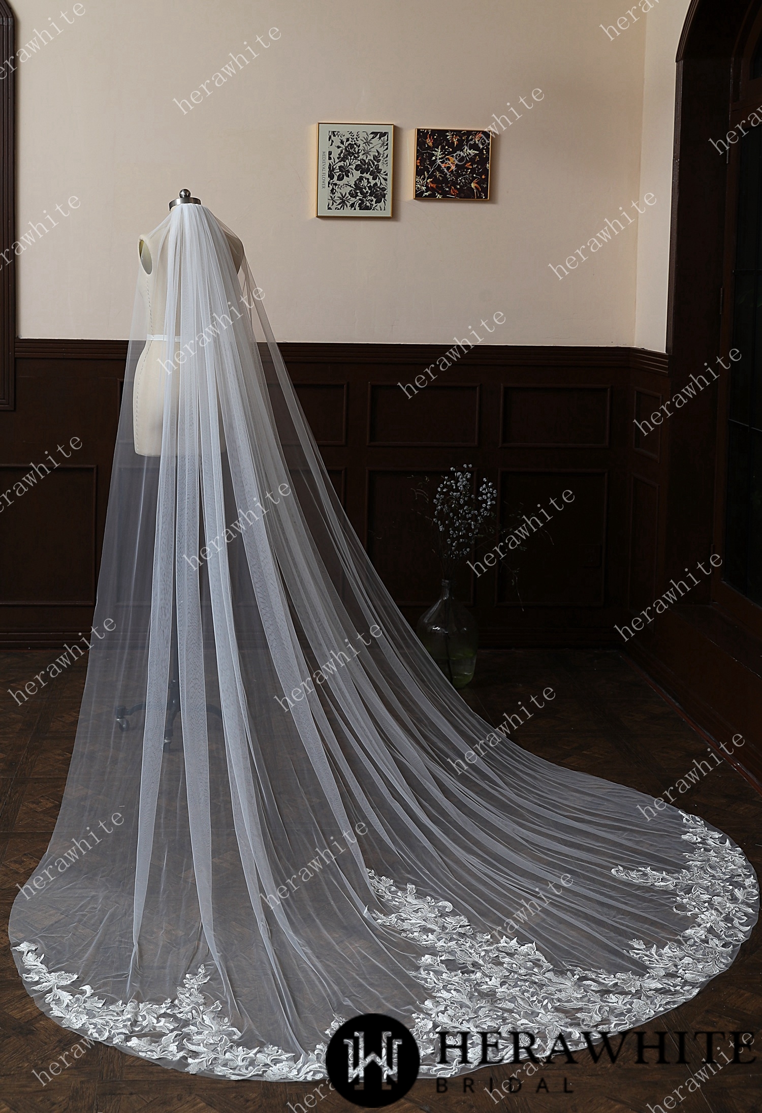 Elegant Lace Cathedral-Length Bridal Veil