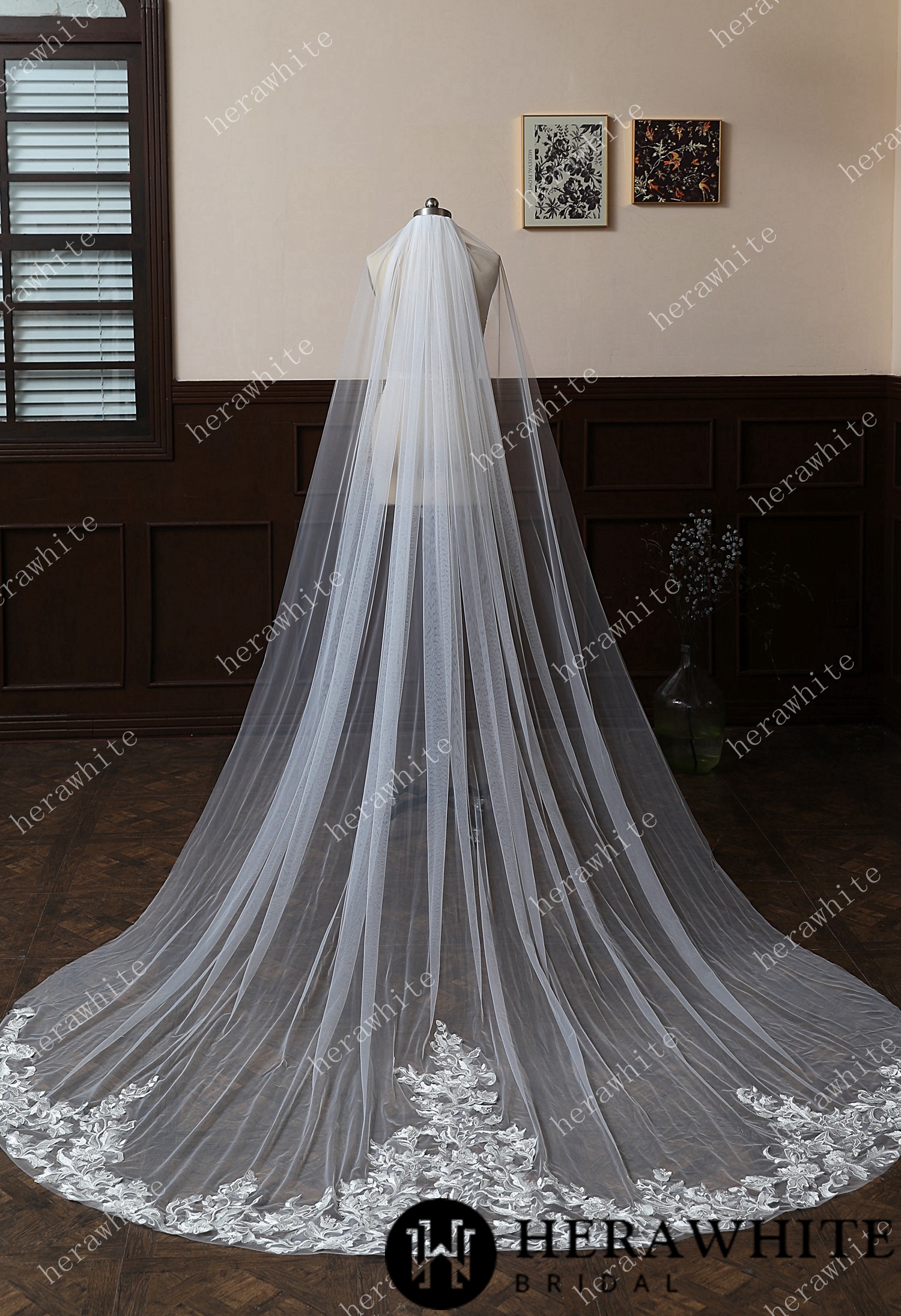 Elegant Lace Cathedral-Length Bridal Veil
