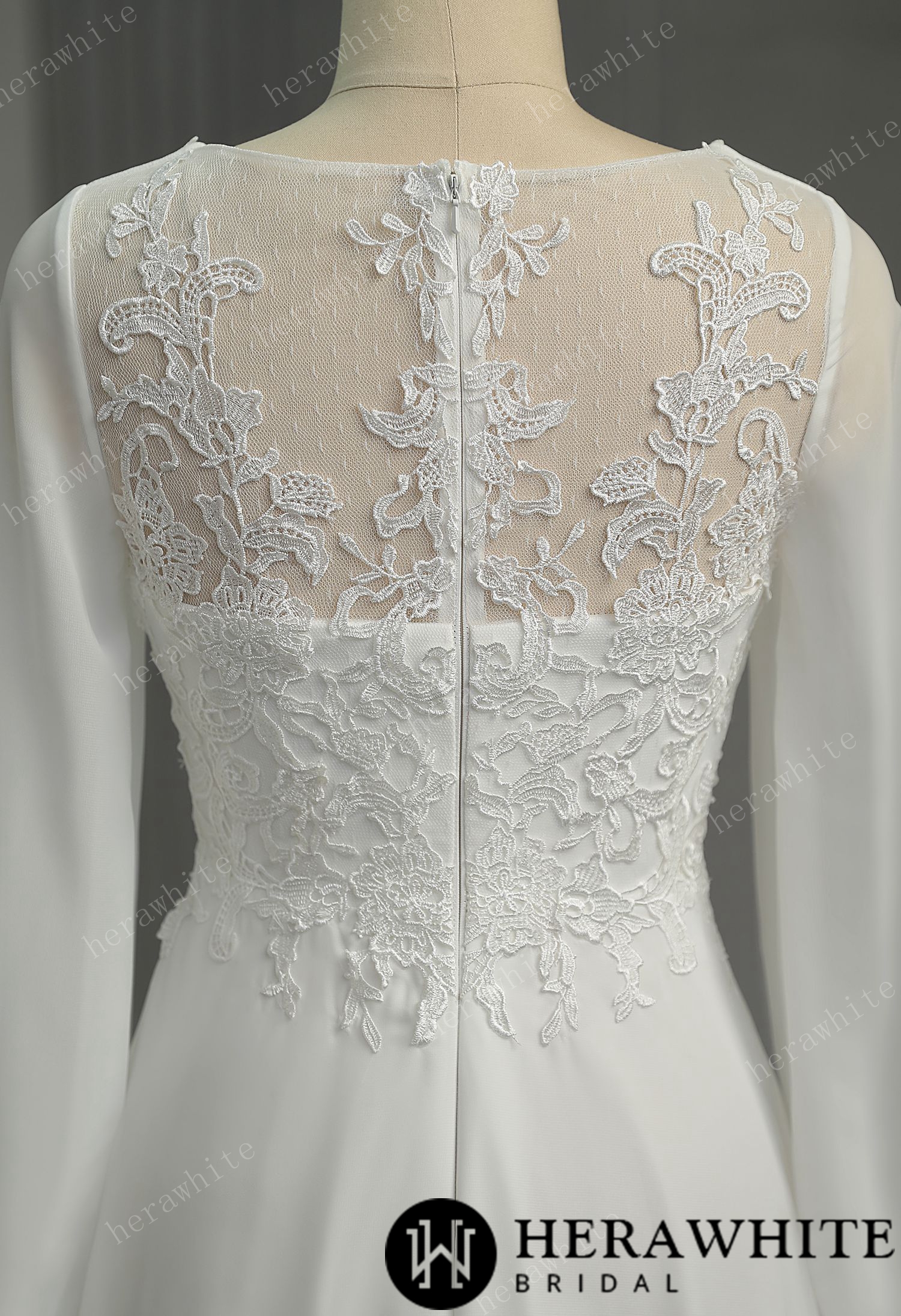 Unique Chiffon Long Sleeves High-Low Short Wedding Dress
