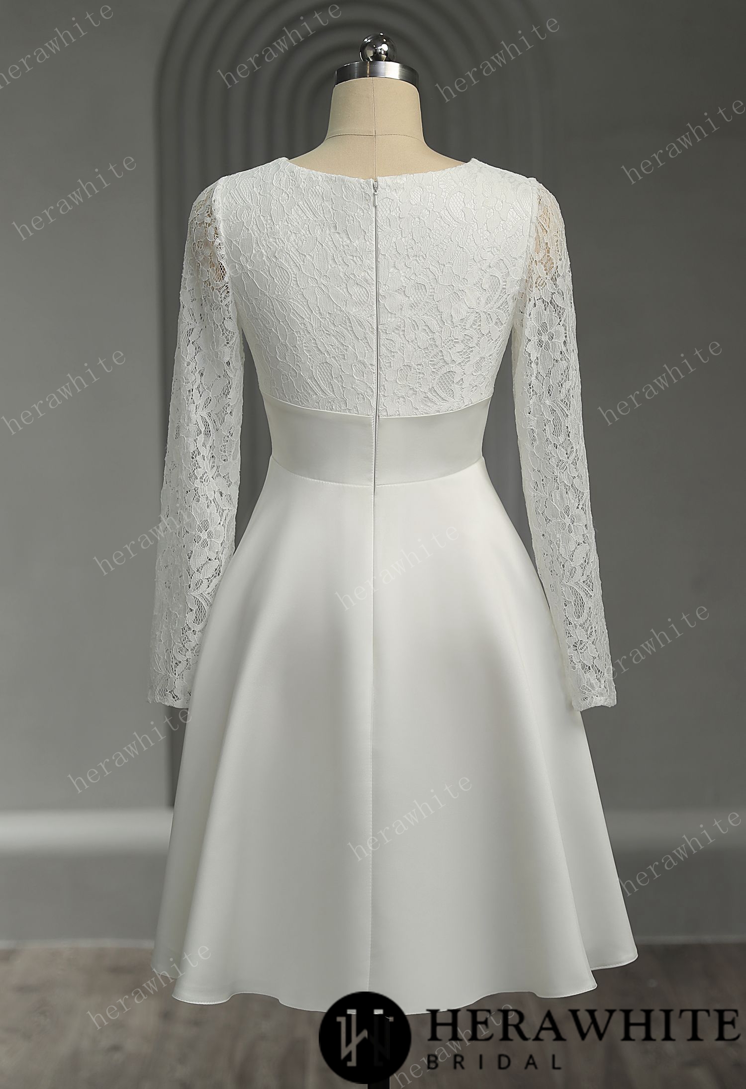Classic V neck Lace Short Wedding Dress