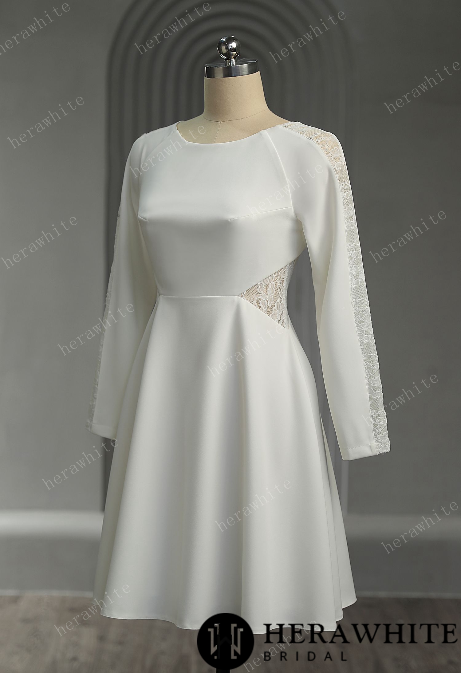 Graceful Illusion Lace Short Wedding Dress