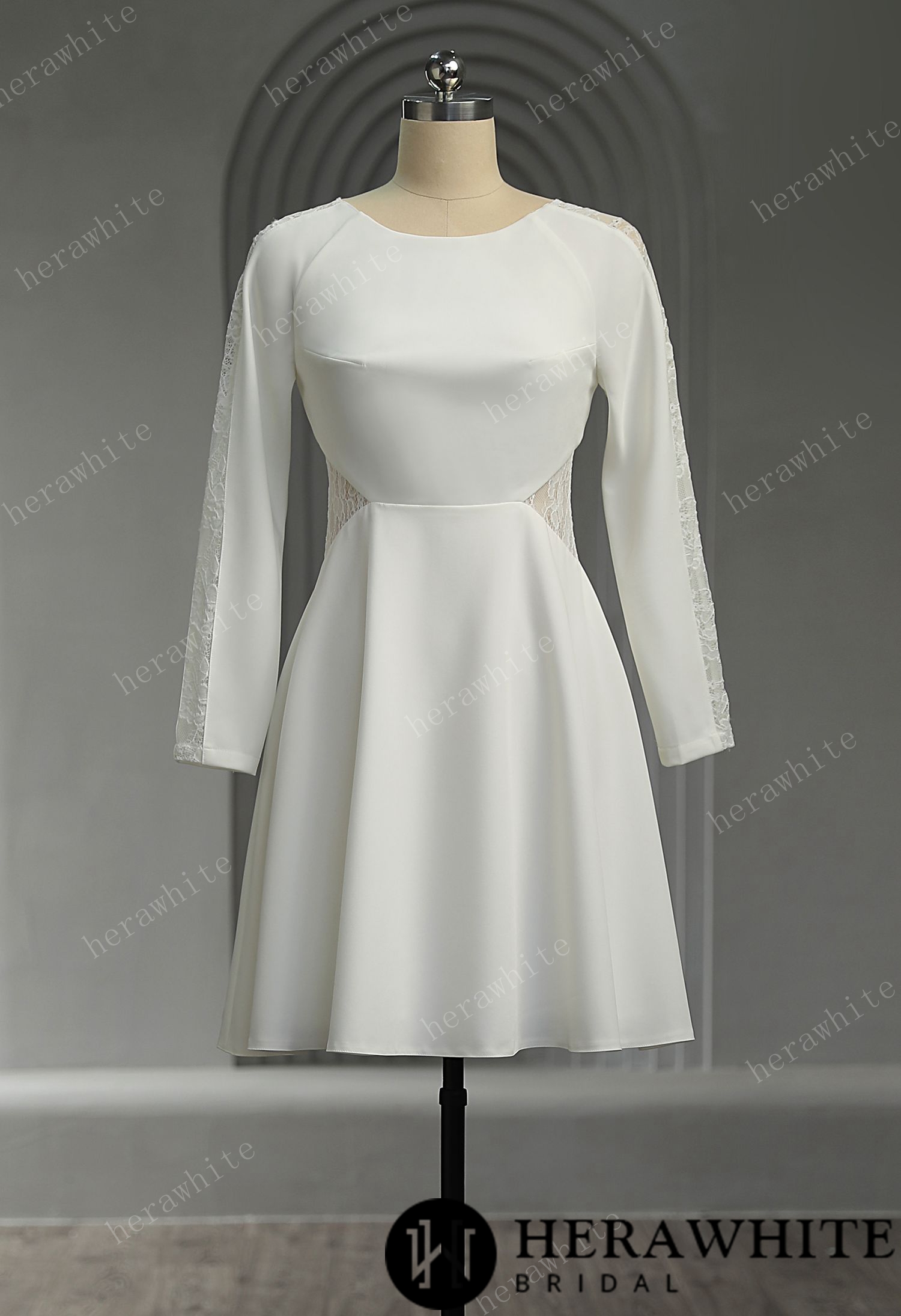 Graceful Illusion Lace Short Wedding Dress
